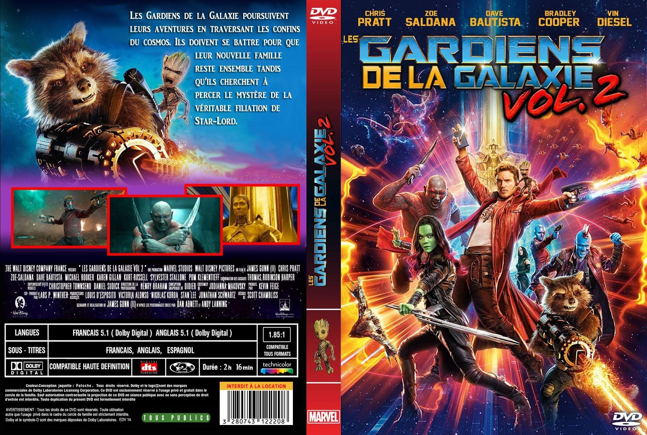 Jaquette DVD Les gardiens de la galaxie 2 custom