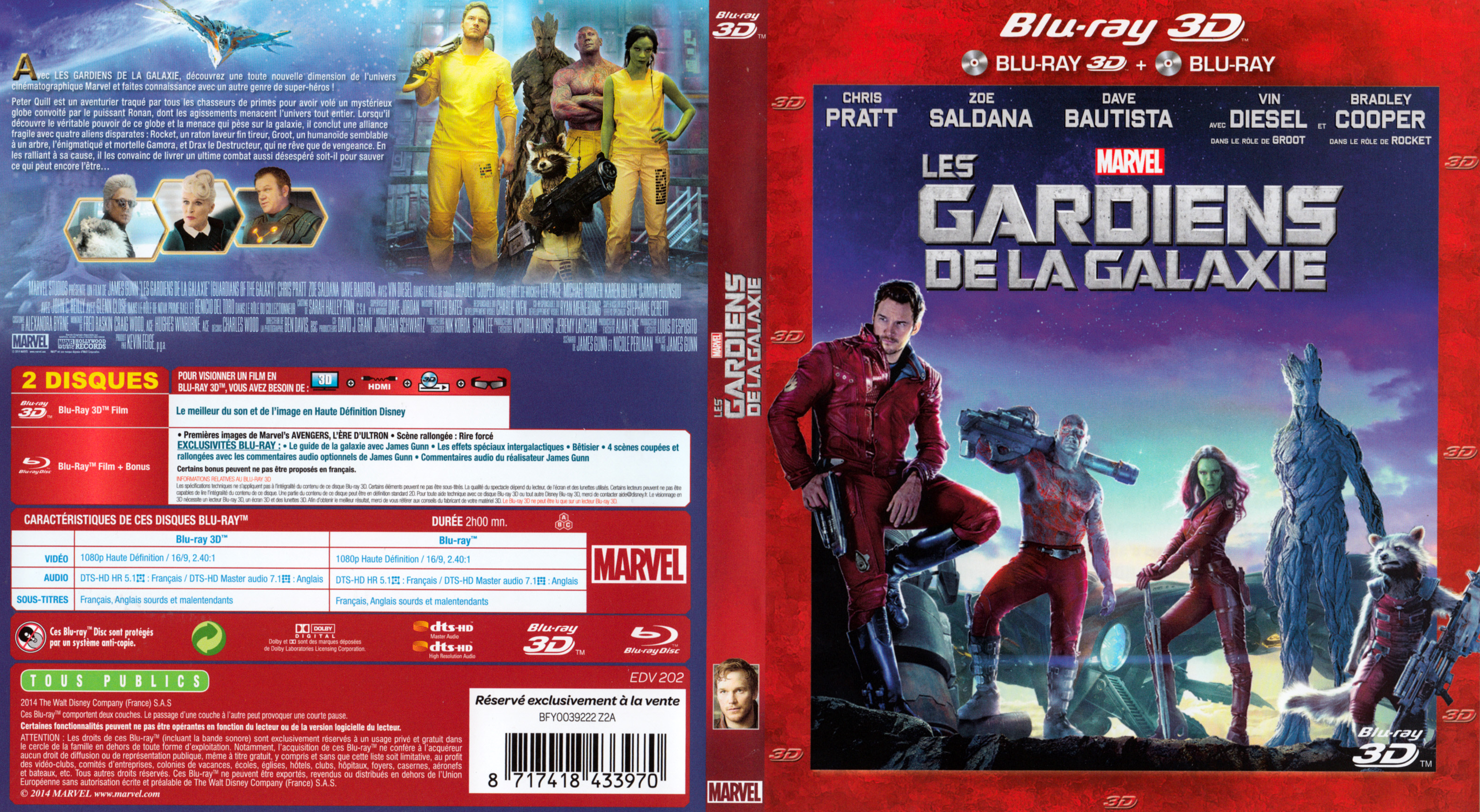 Jaquette DVD Les gardiens de la galaxie 3D (BLU-RAY)