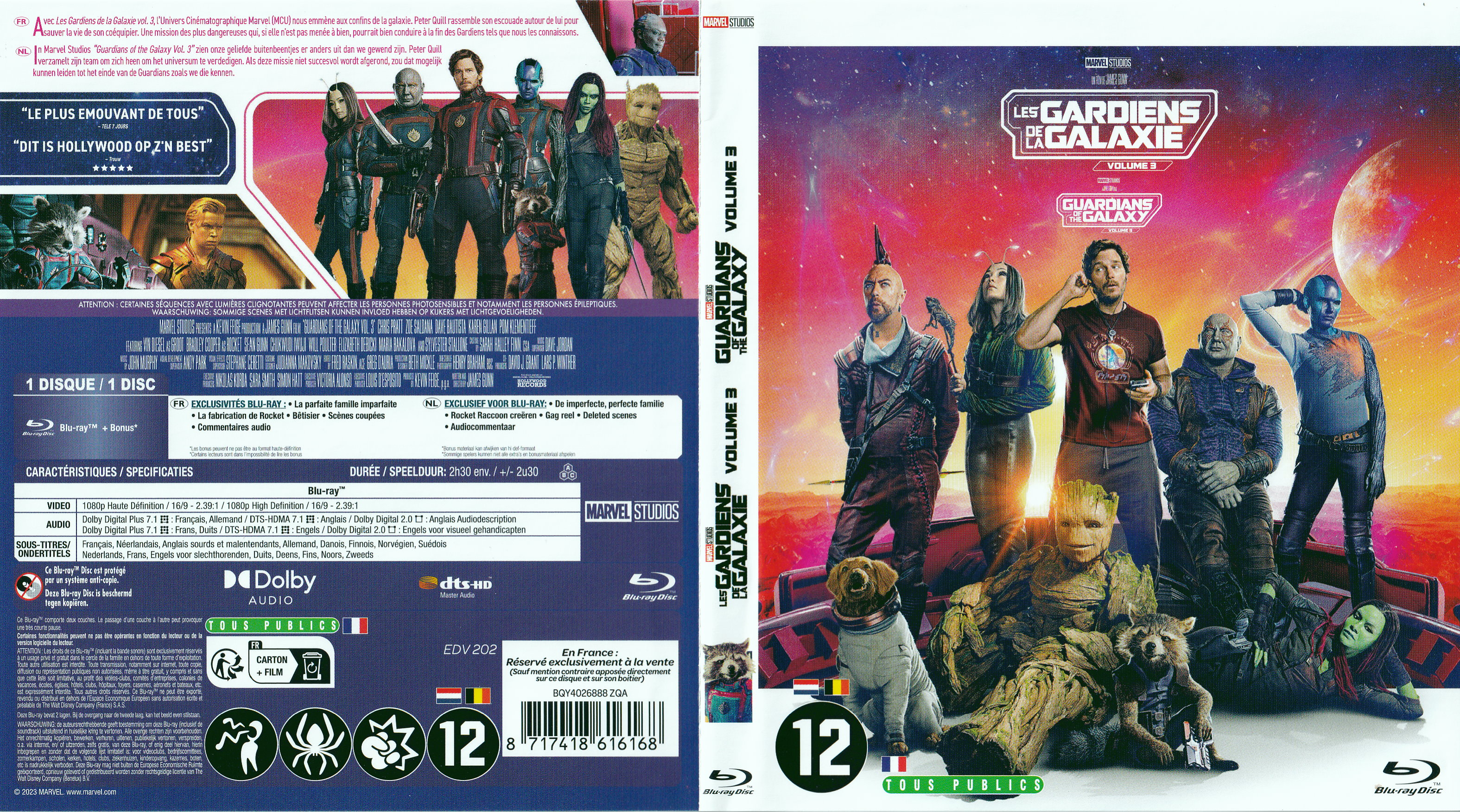 Jaquette DVD Les gardiens de la galaxie 3 (BLU-RAY)