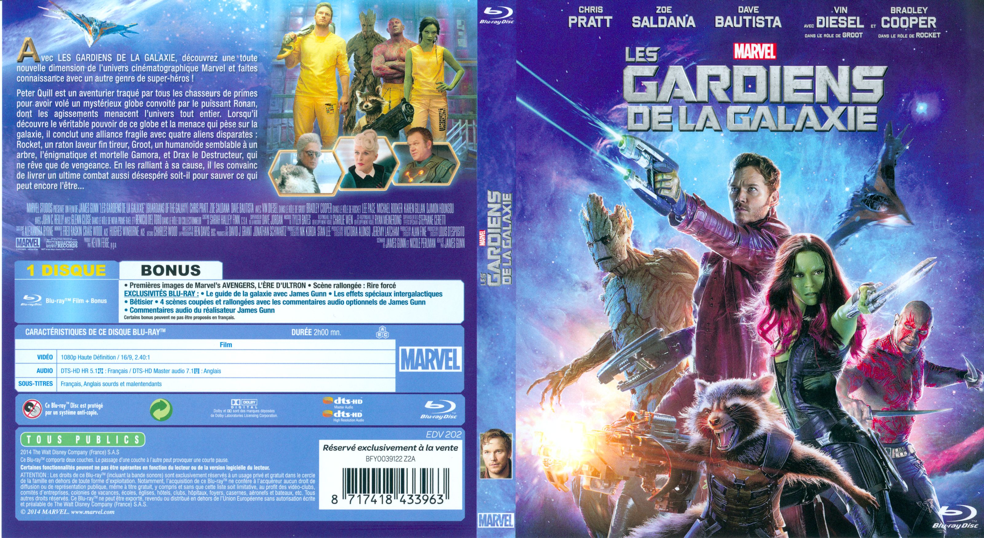 Jaquette DVD Les gardiens de la galaxie (BLU-RAY)