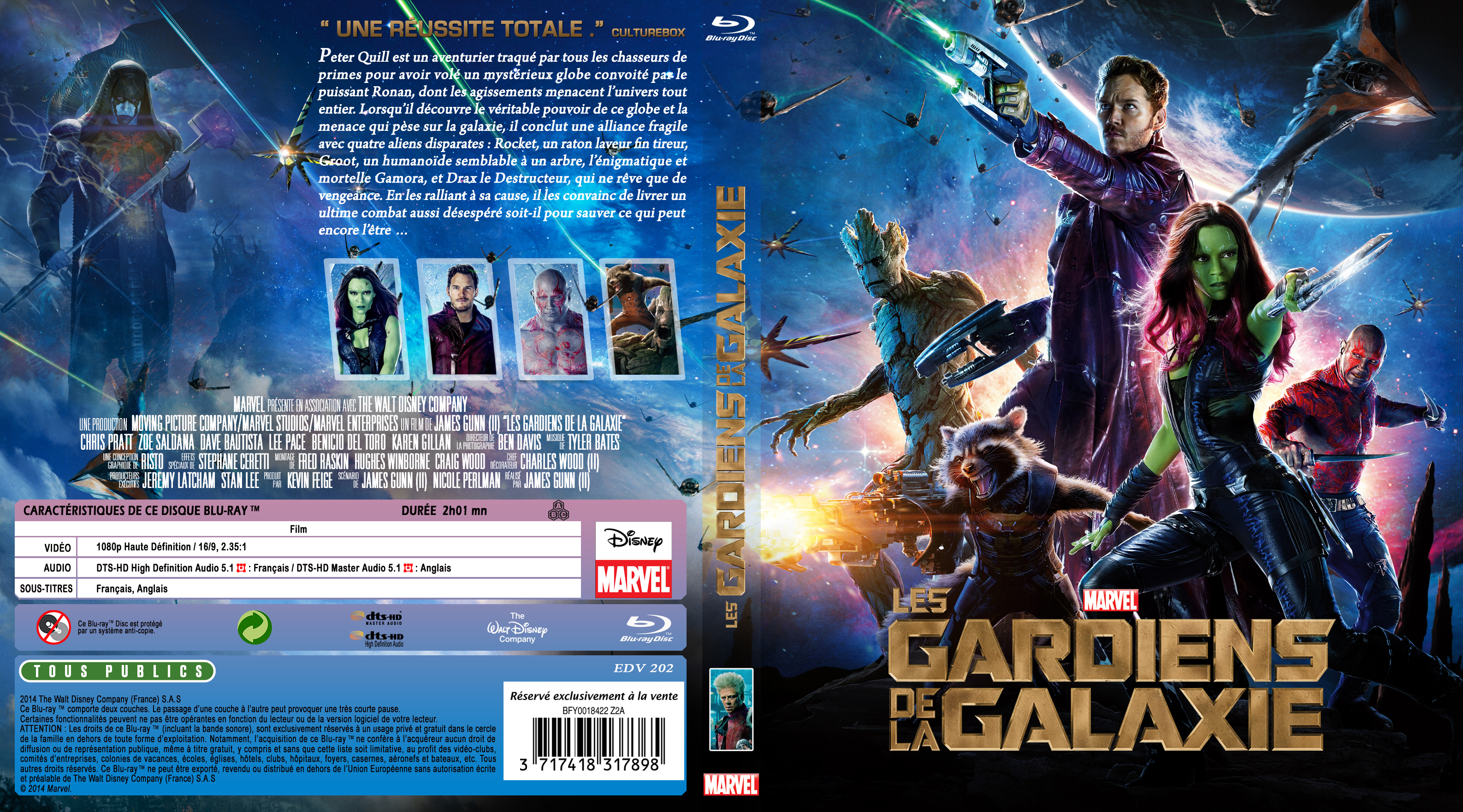 Jaquette DVD Les gardiens de la galaxie custom (BLU-RAY) v2