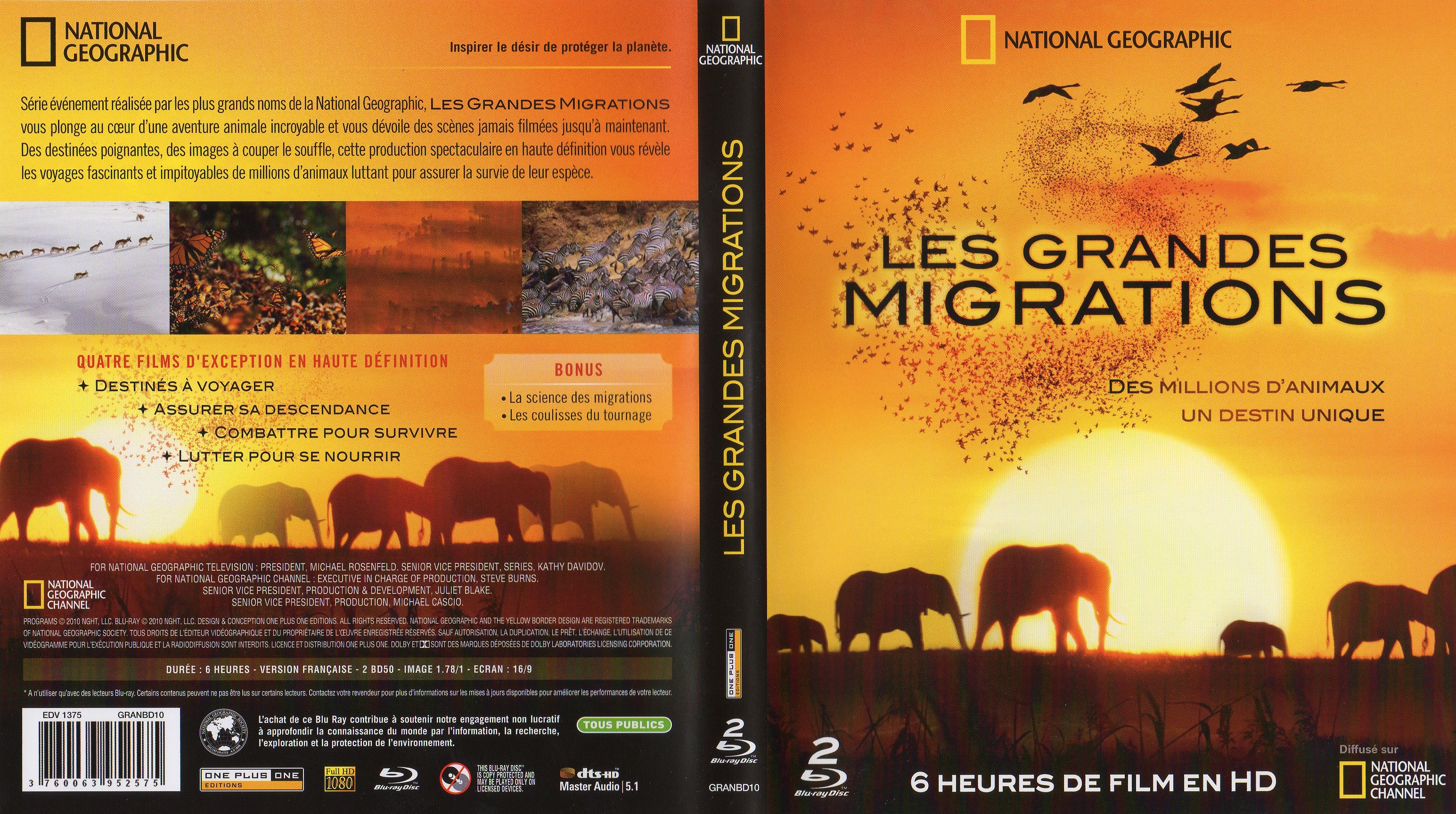 Jaquette DVD Les grandes migrations (BLU RAY)