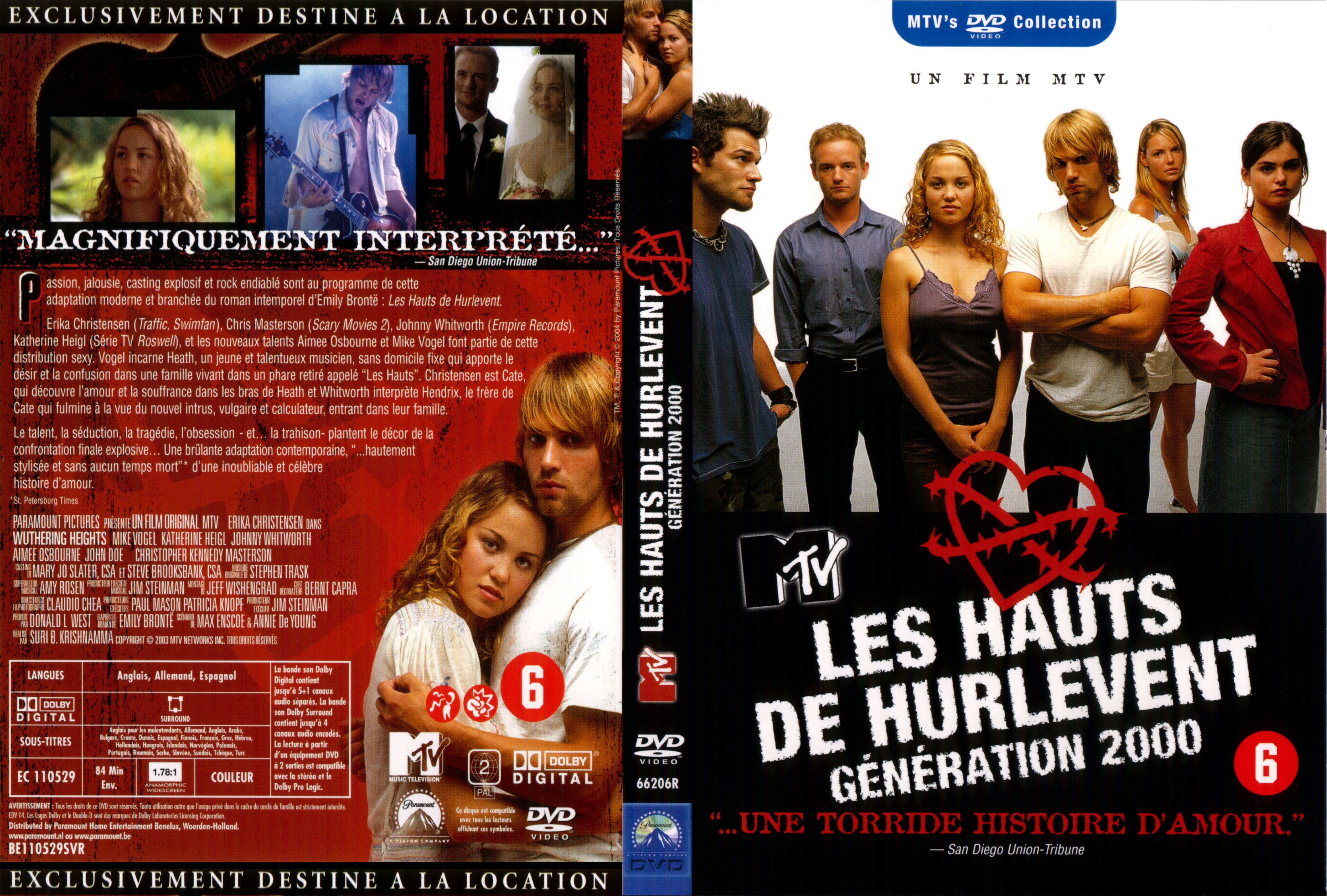 Jaquette DVD Les hauts de hurlevent Gnration 2000