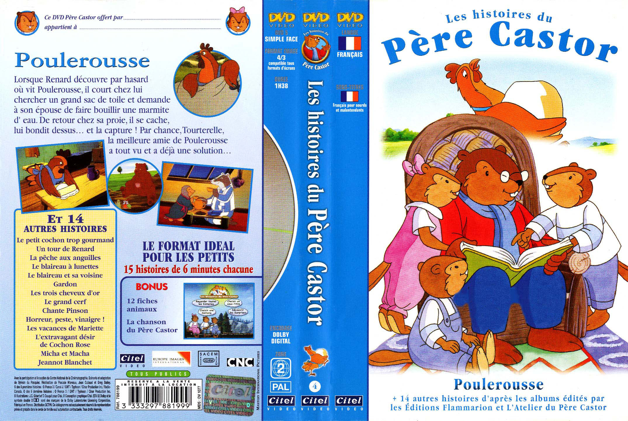 Jaquette DVD Les histoires du Pre Castor - Poulerousse v2
