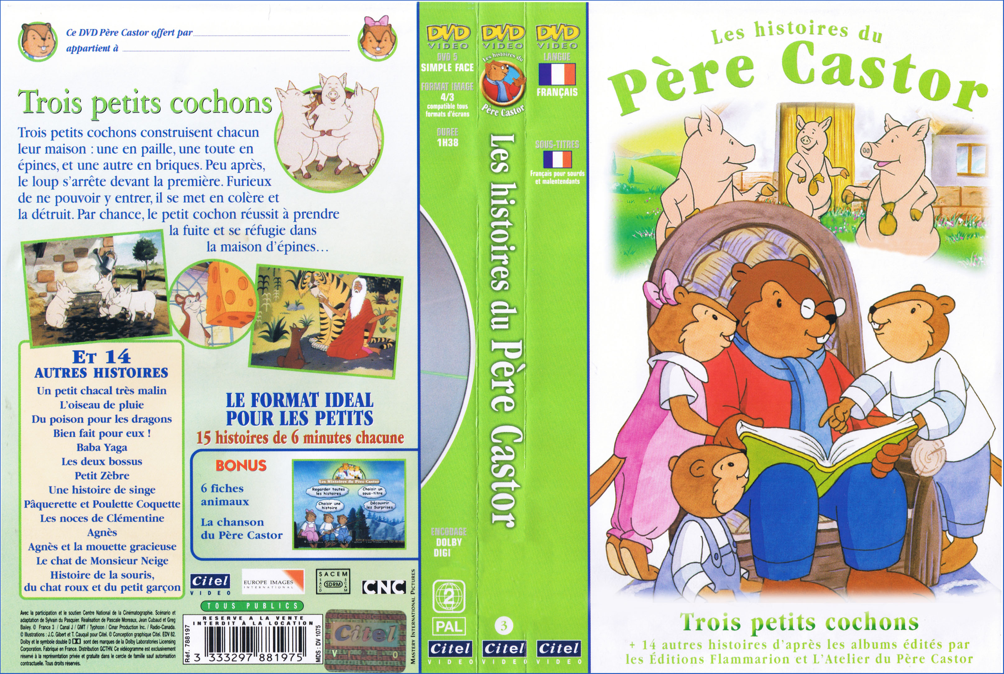 Jaquette DVD Les histoires du Pre Castor - Trois petits cochons
