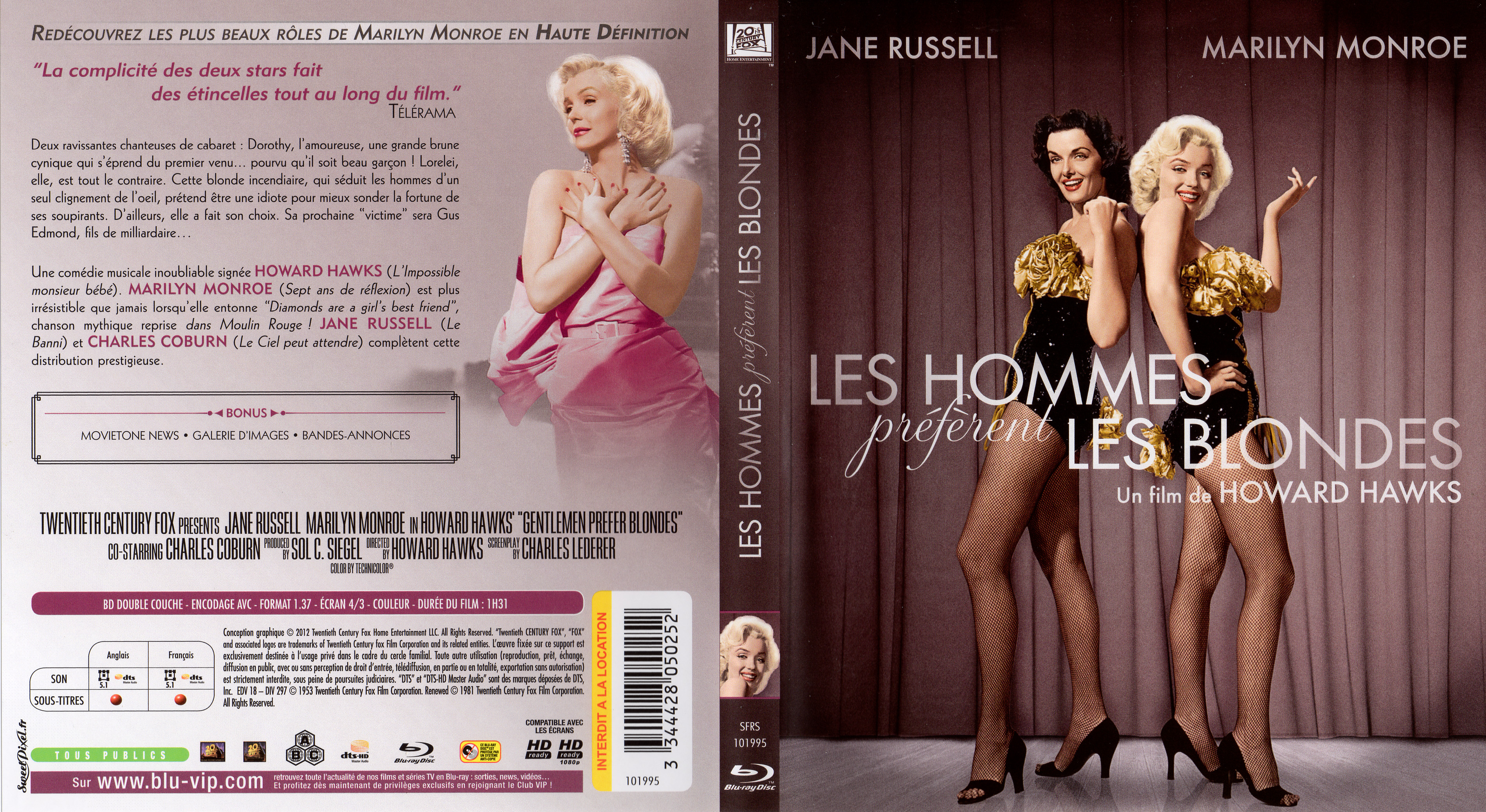 Jaquette DVD Les hommes prfrent les blondes (BLU-RAY)