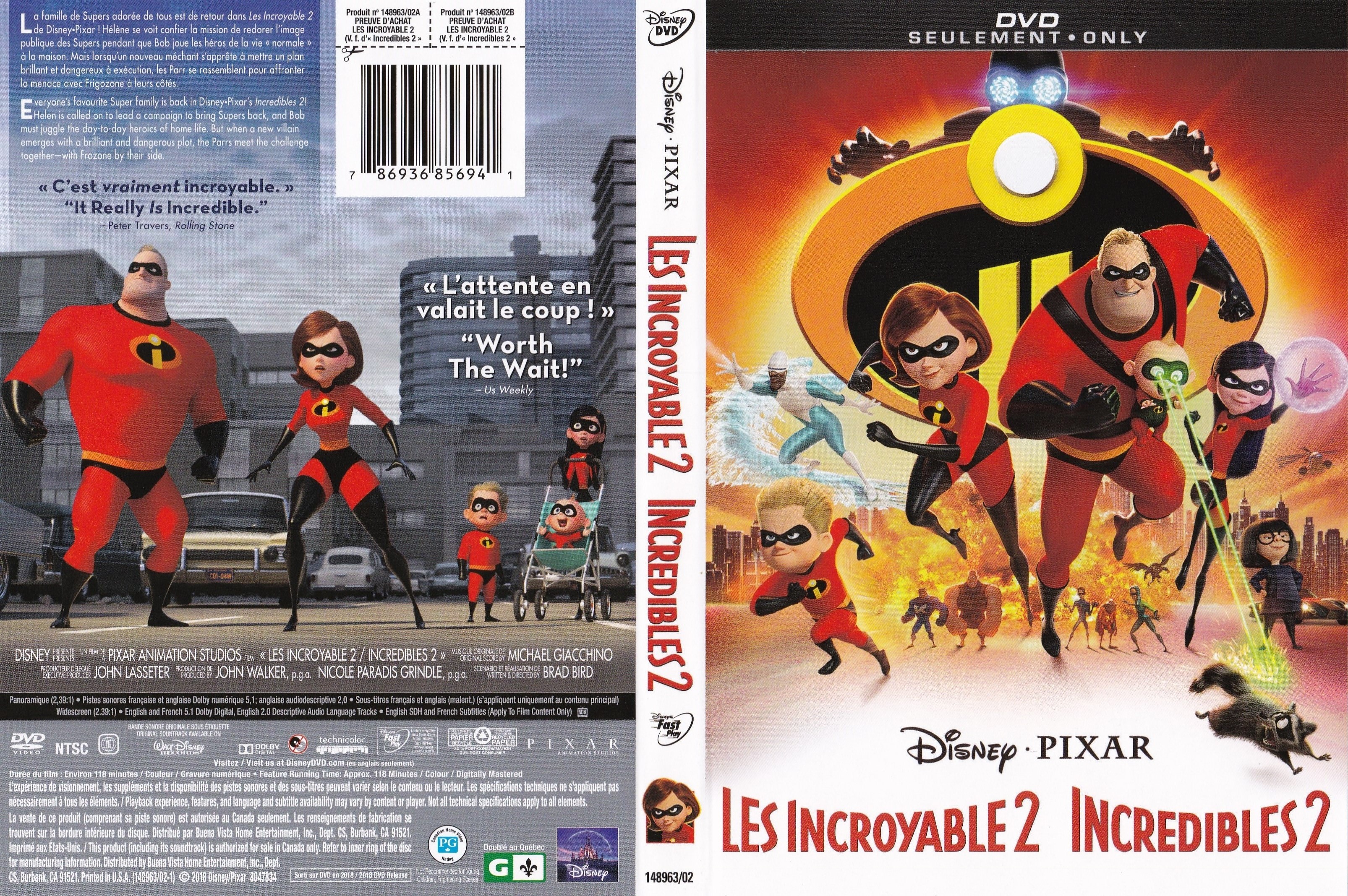 Jaquette DVD Les incroyables 2 - The incredible 2 (Canadienne)