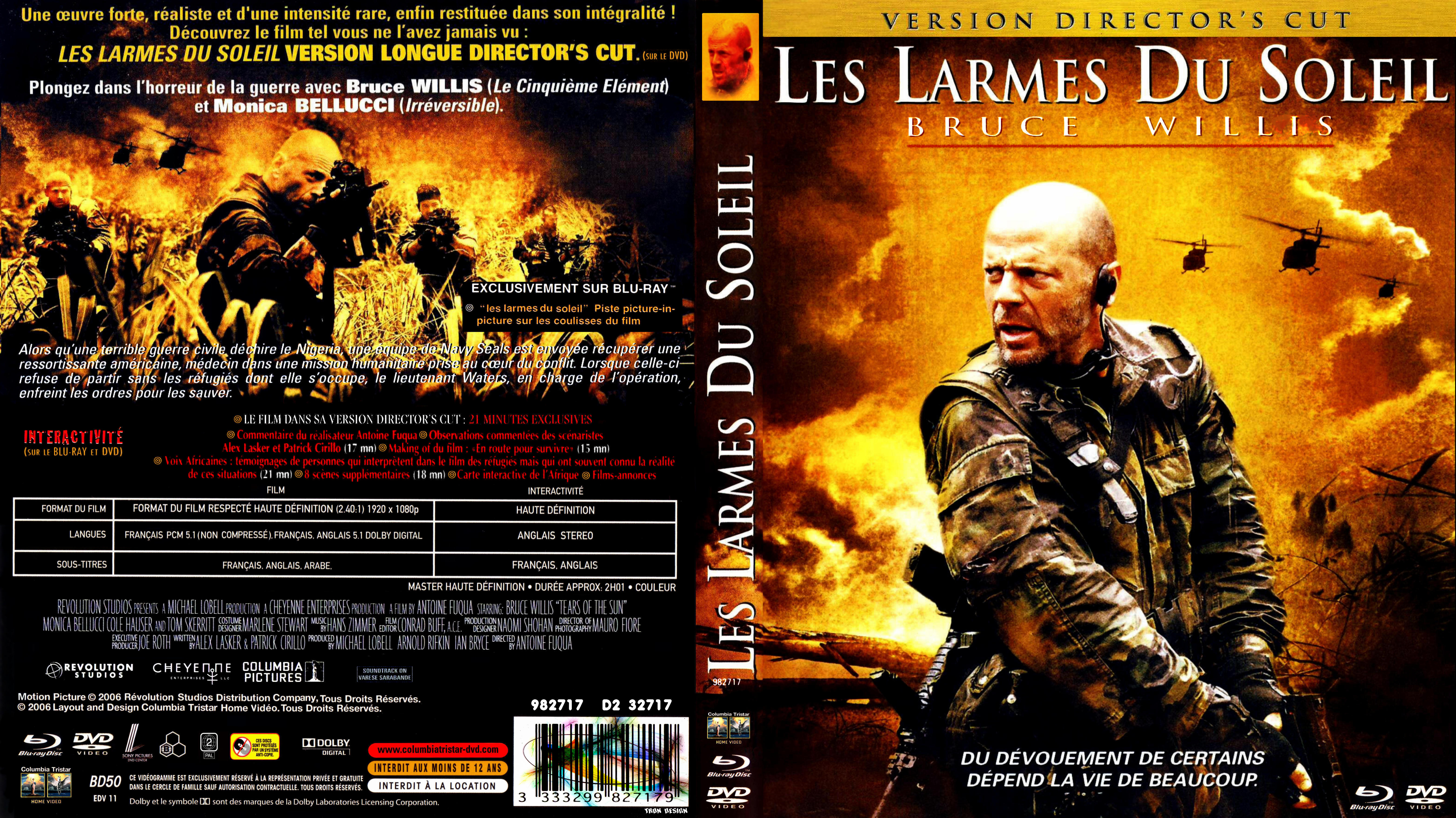 Jaquette DVD Les larmes du soleil custom (BLU-RAY)