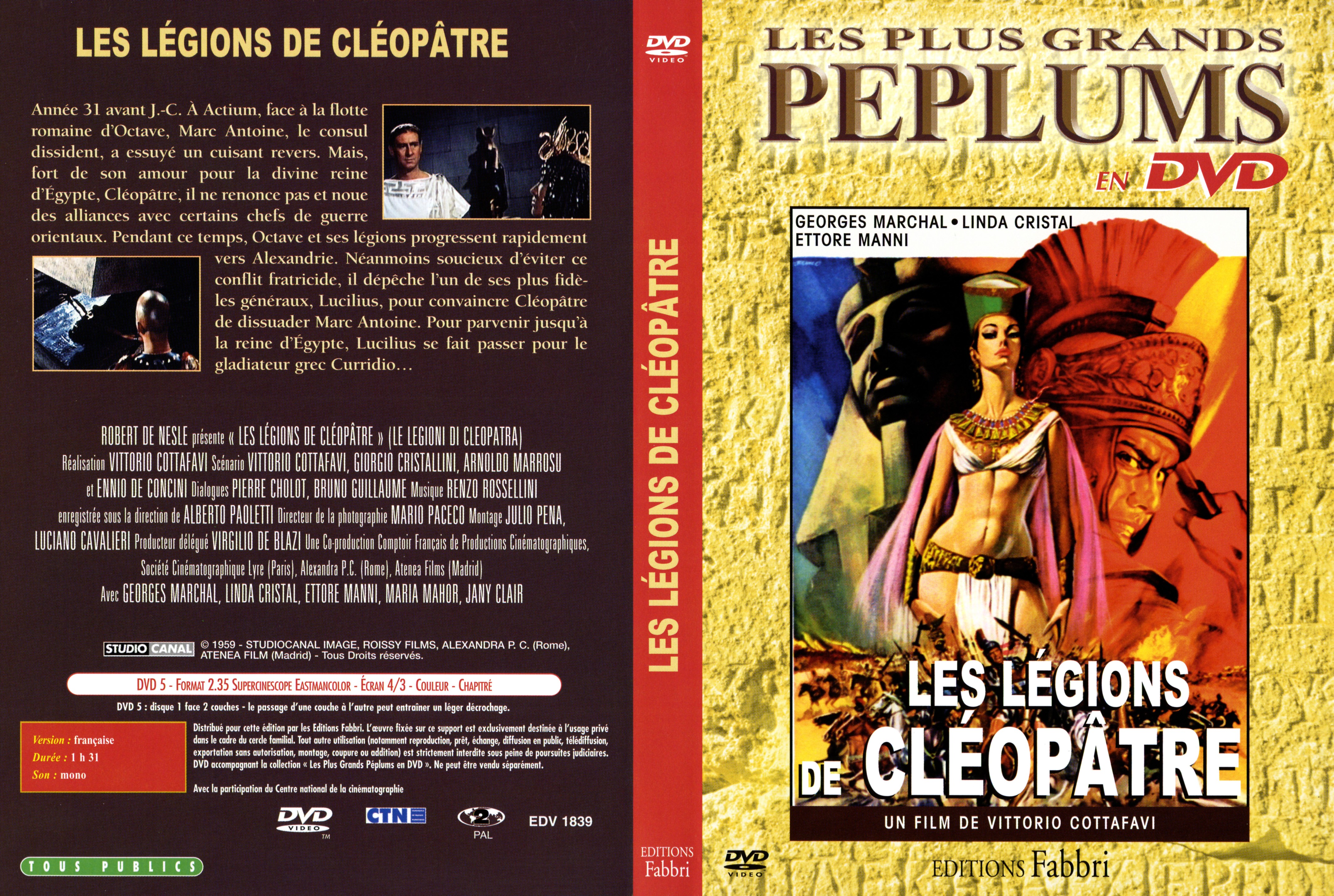 Jaquette DVD Les legions de Cleopatre