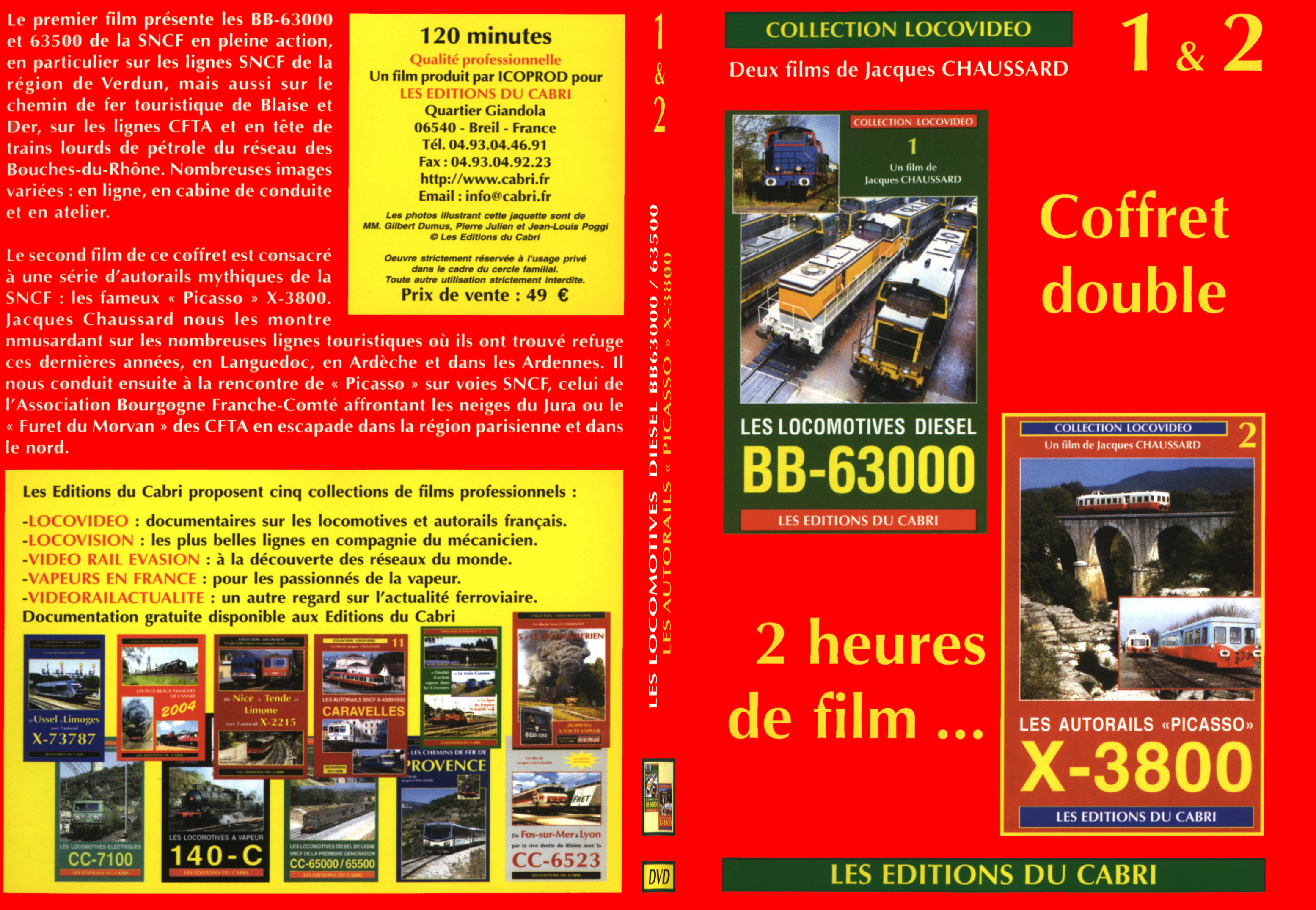 Jaquette DVD Les locomotives diesel BB 63000 et les autorails X-3800 - SLIM