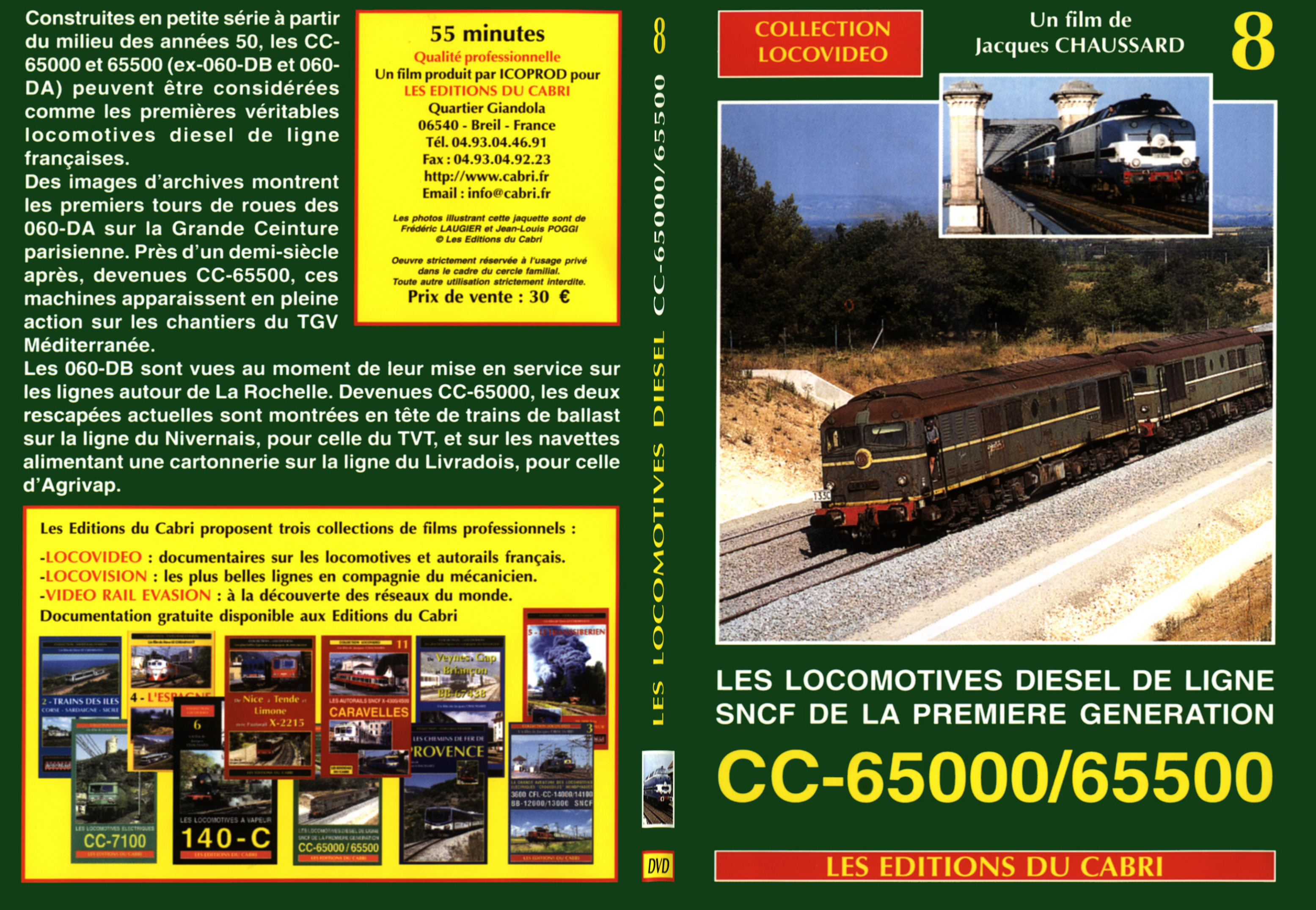 Jaquette DVD Les locomotives diesel de ligne SNCF de la premiere generation CC-65000 et CC-65