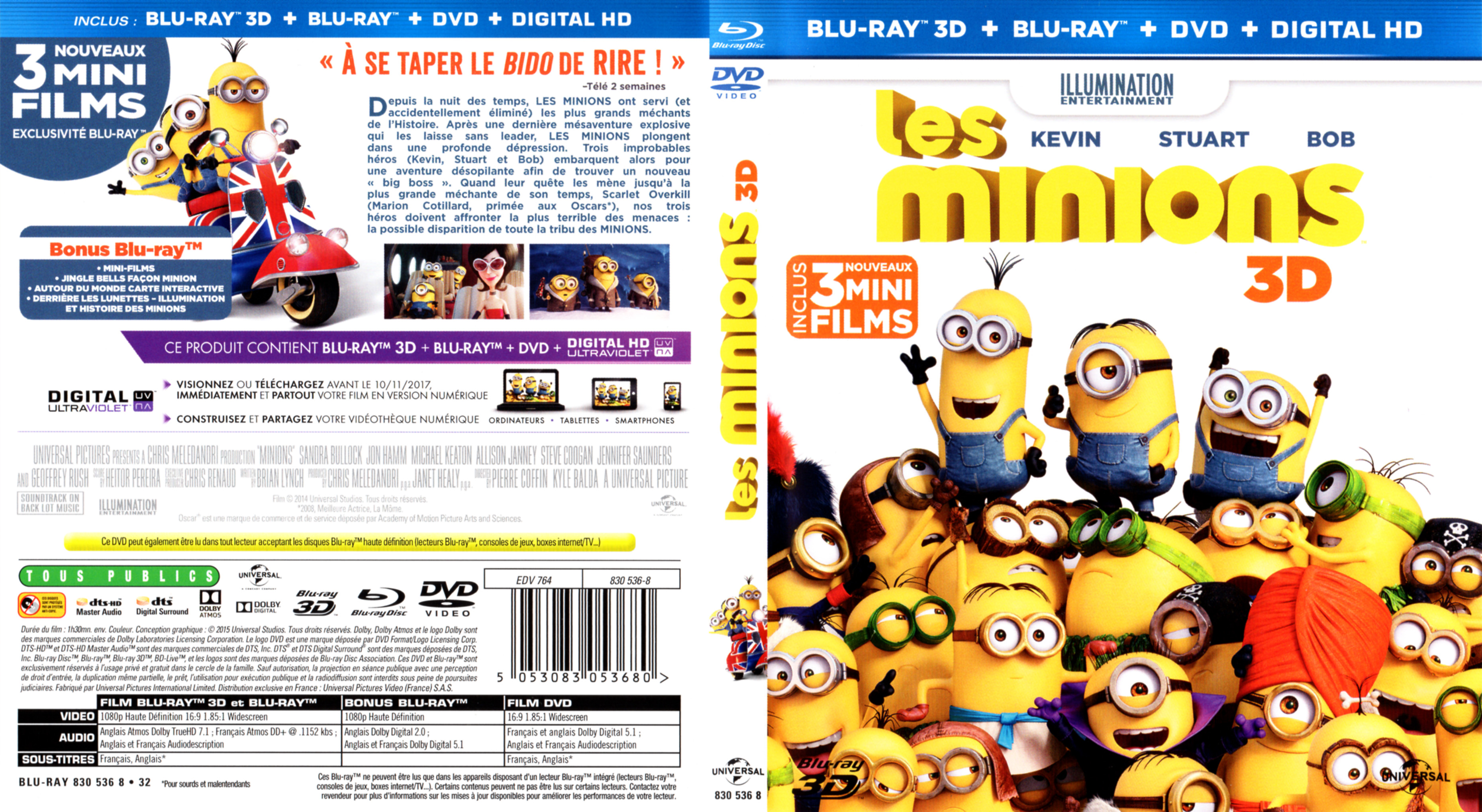 Jaquette DVD Les minions 3D (BLU-RAY)