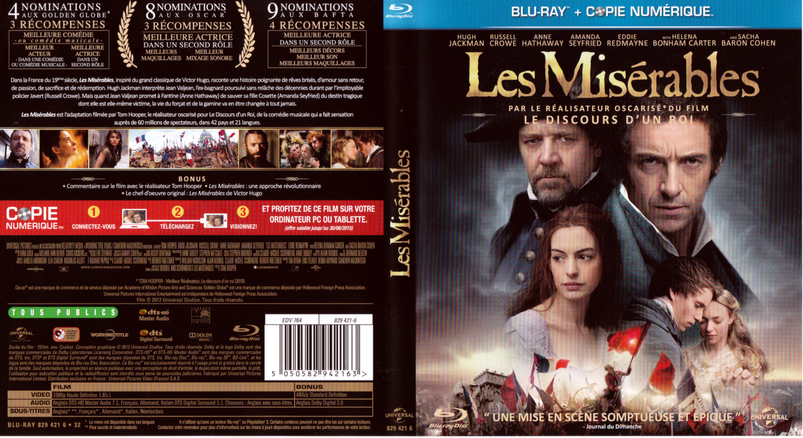 Jaquette DVD Les misrables (2013) (BLU-RAY)