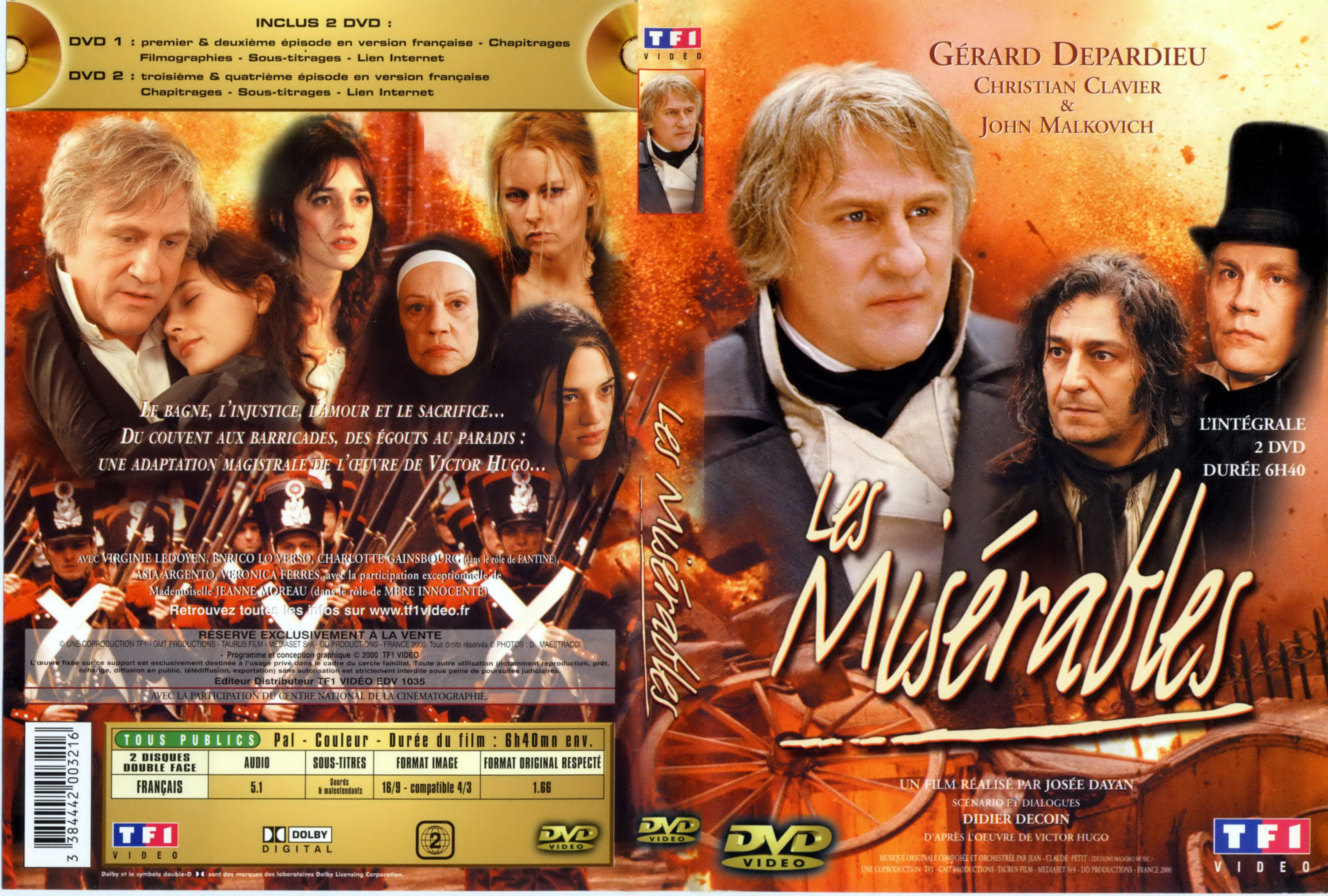 Jaquette DVD Les misrables (Depardieu)