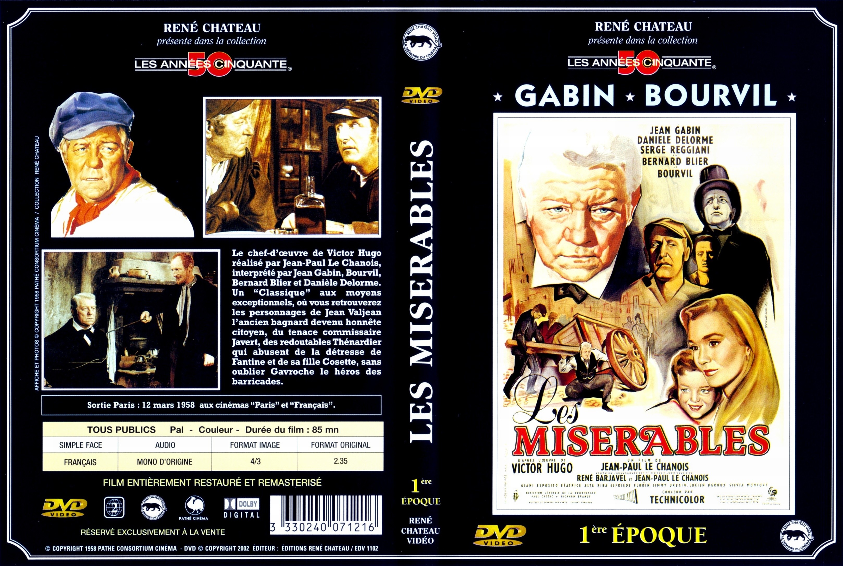 Jaquette DVD Les misrables (Gabin) 1 re poque