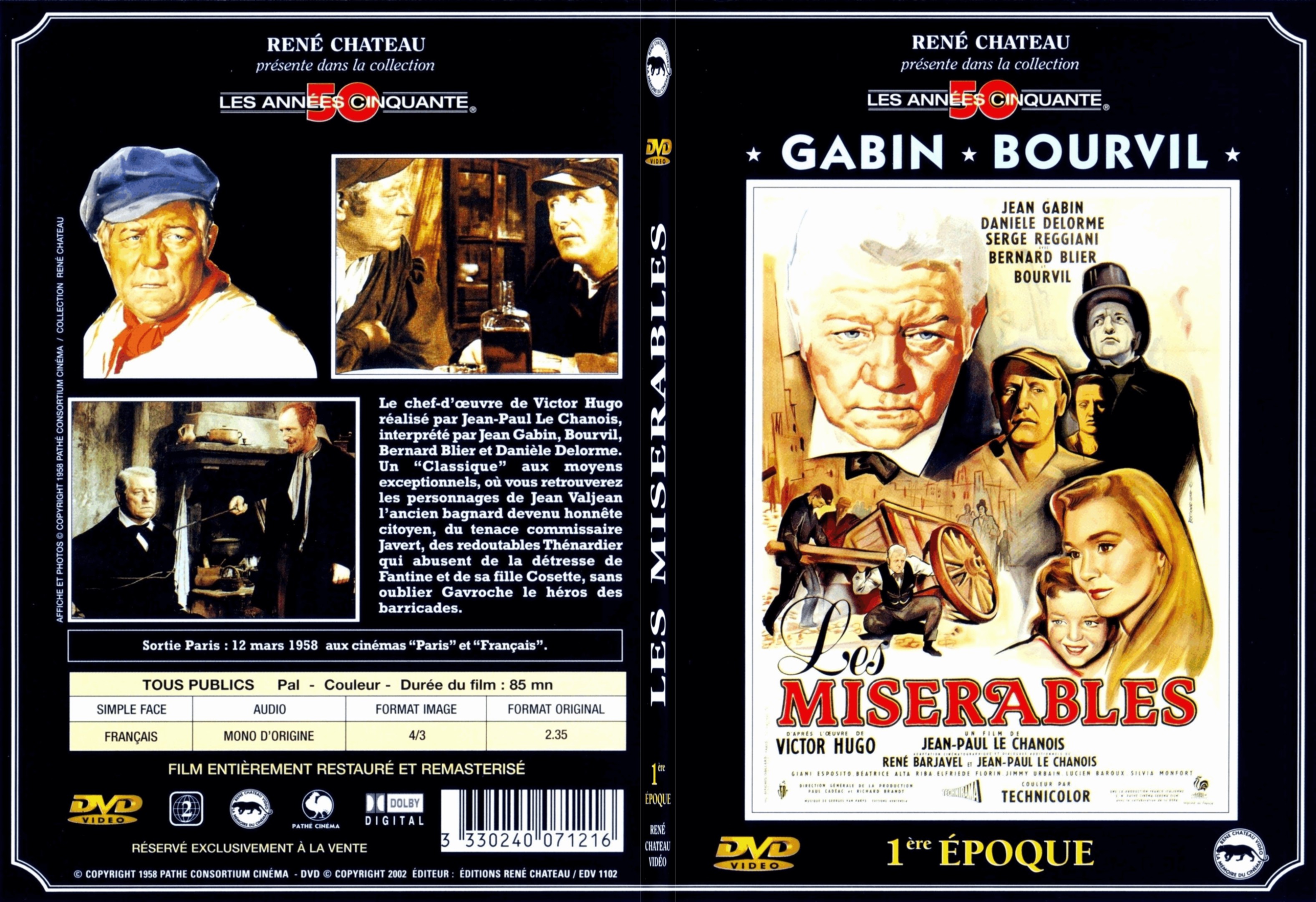 Jaquette DVD Les misrables (Gabin) 1 re poque - SLIM