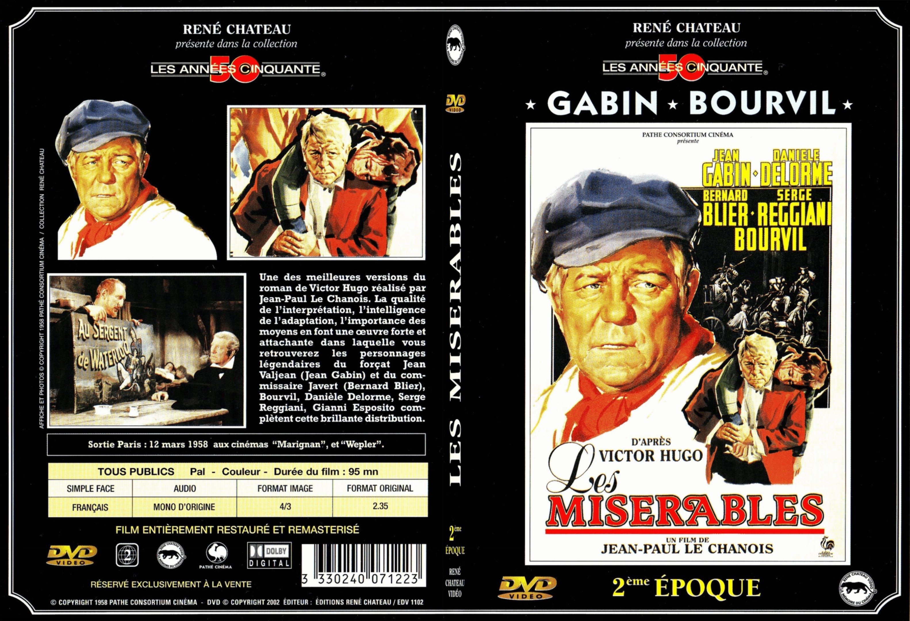Jaquette DVD Les misrables (Gabin) 2 me poque - SLIM