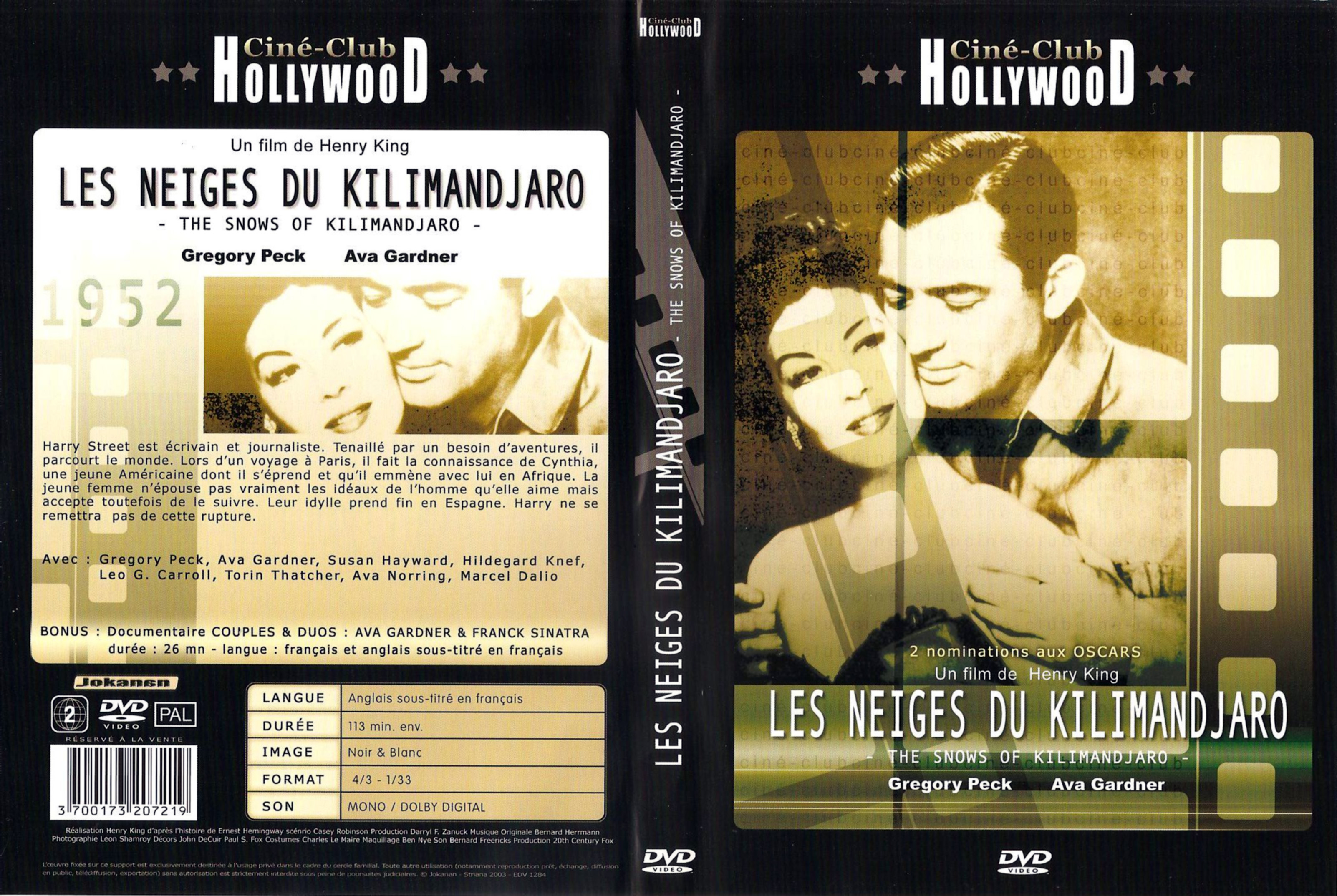 Jaquette DVD Les neiges du kilimandjaro v2