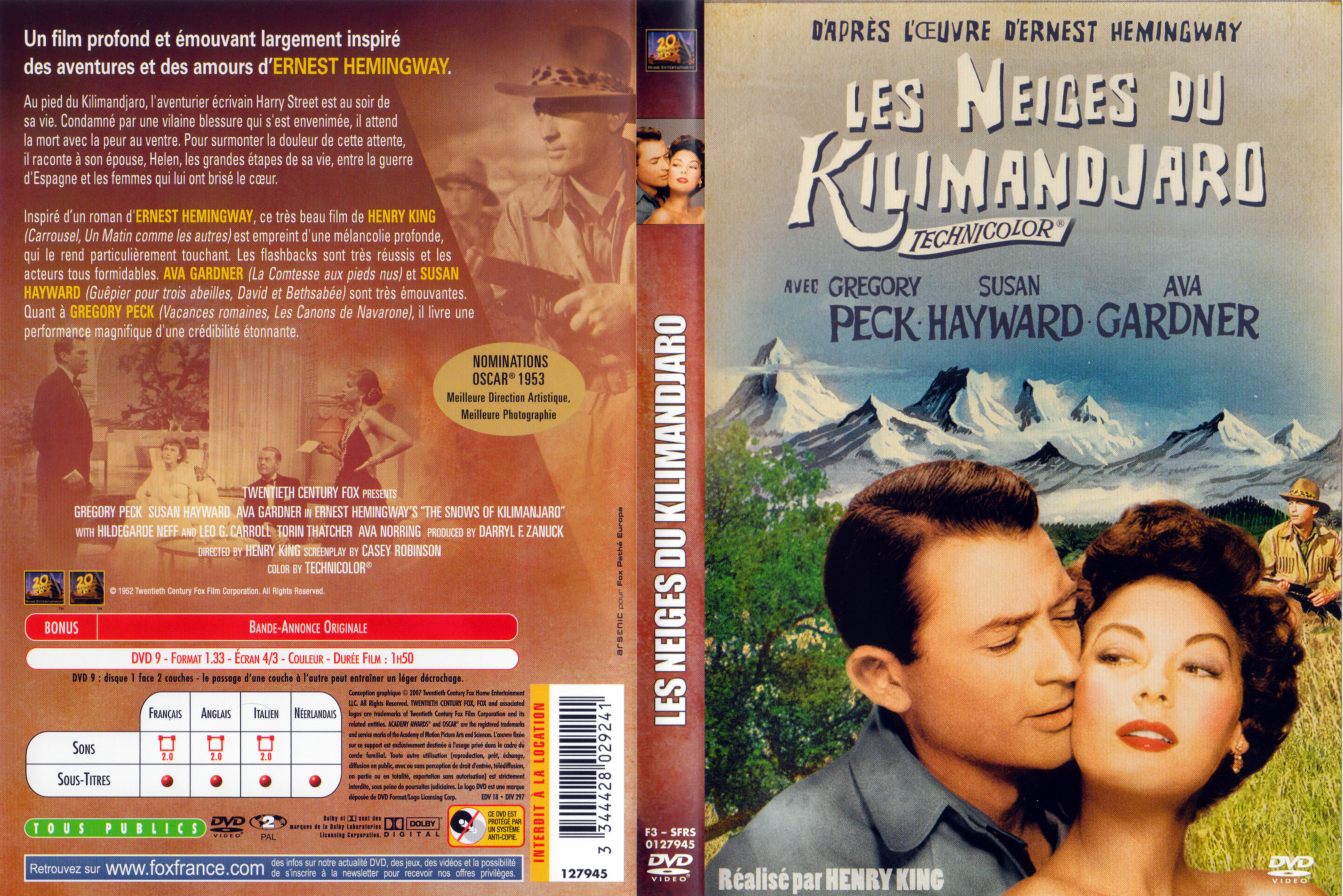 Jaquette DVD Les neiges du kilimandjaro v3