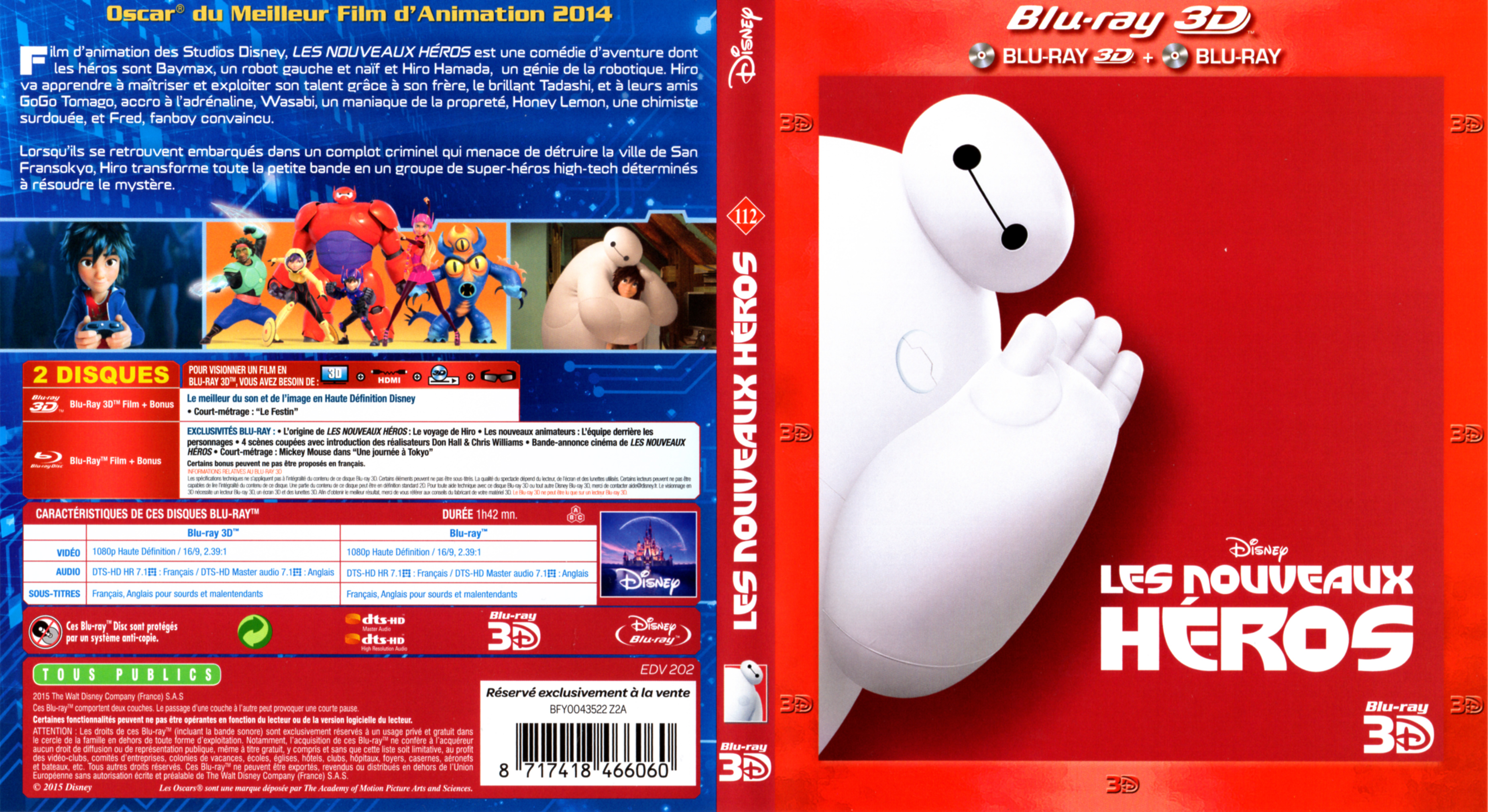 Jaquette DVD Les nouveaux hros 3D (BLU-RAY)