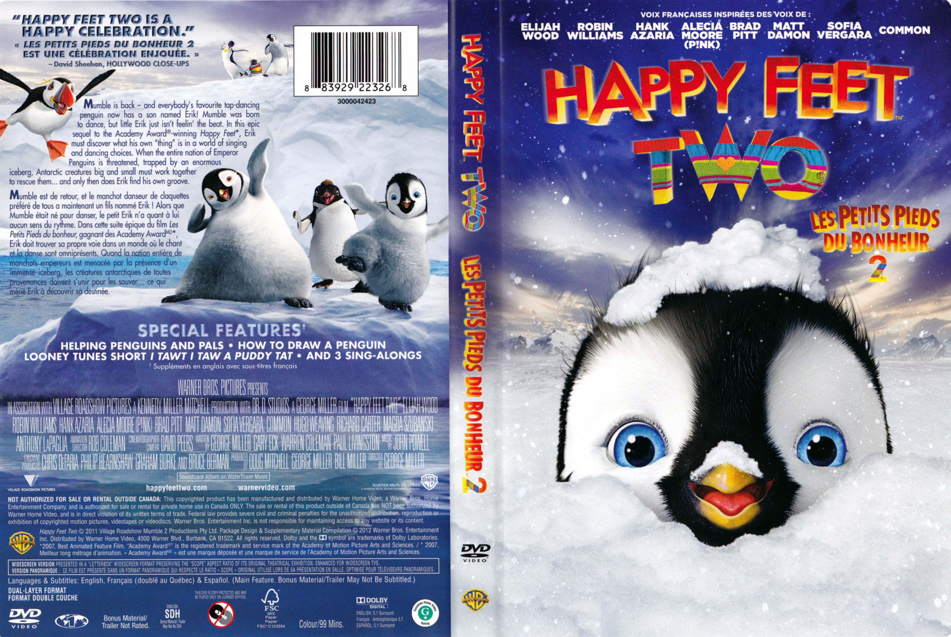 Jaquette DVD Les petits pieds du bonheur 2 - Happy feet 2 (Canadienne)