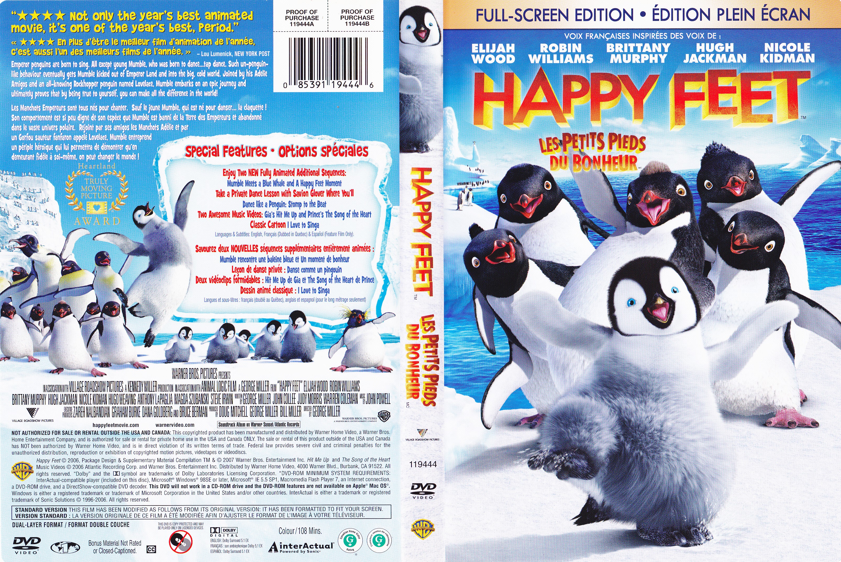 Jaquette DVD Les petits pieds du bonheur - Happy feet (Canadienne)