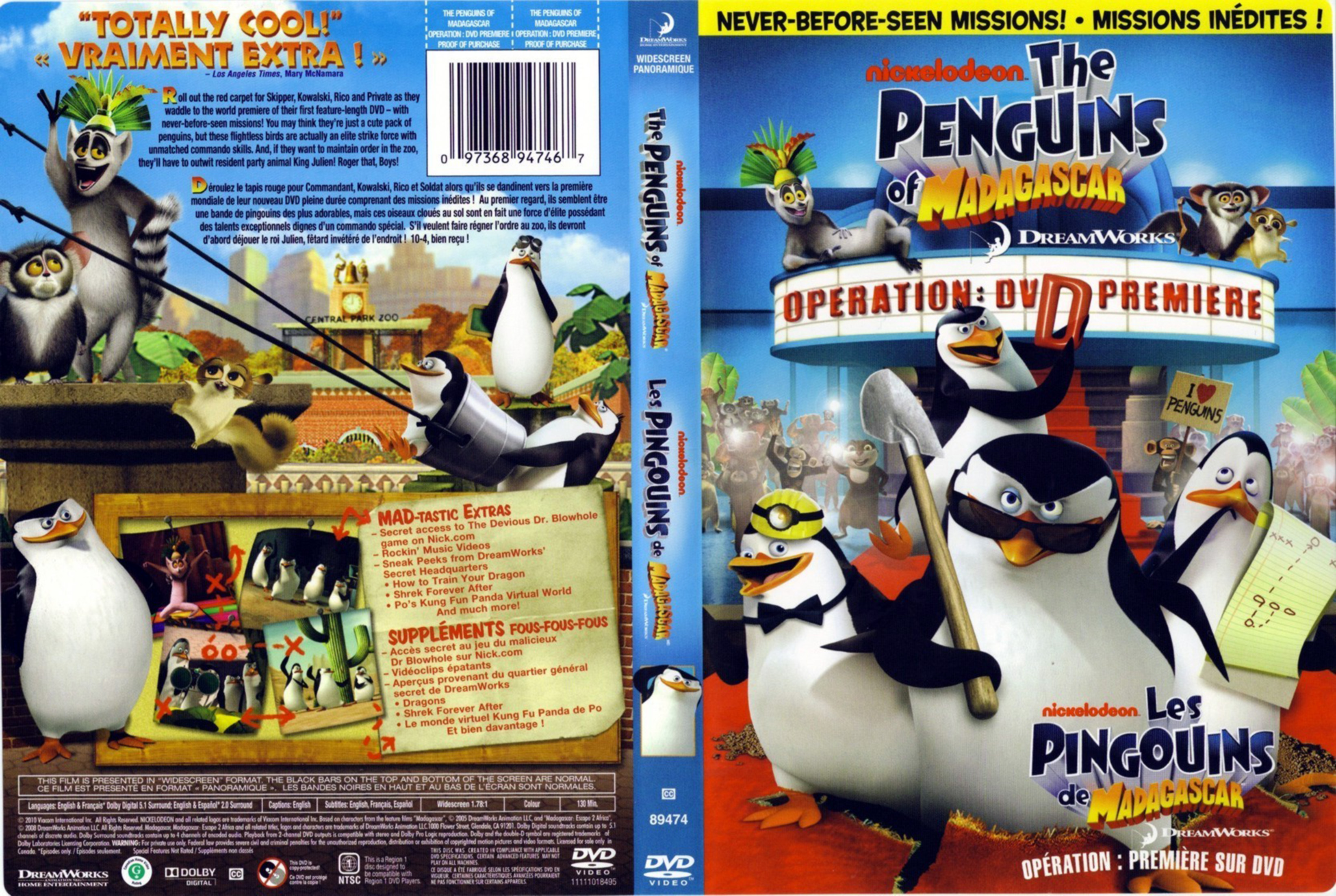 Jaquette DVD Les pingouins de Madagascar (Canadienne)