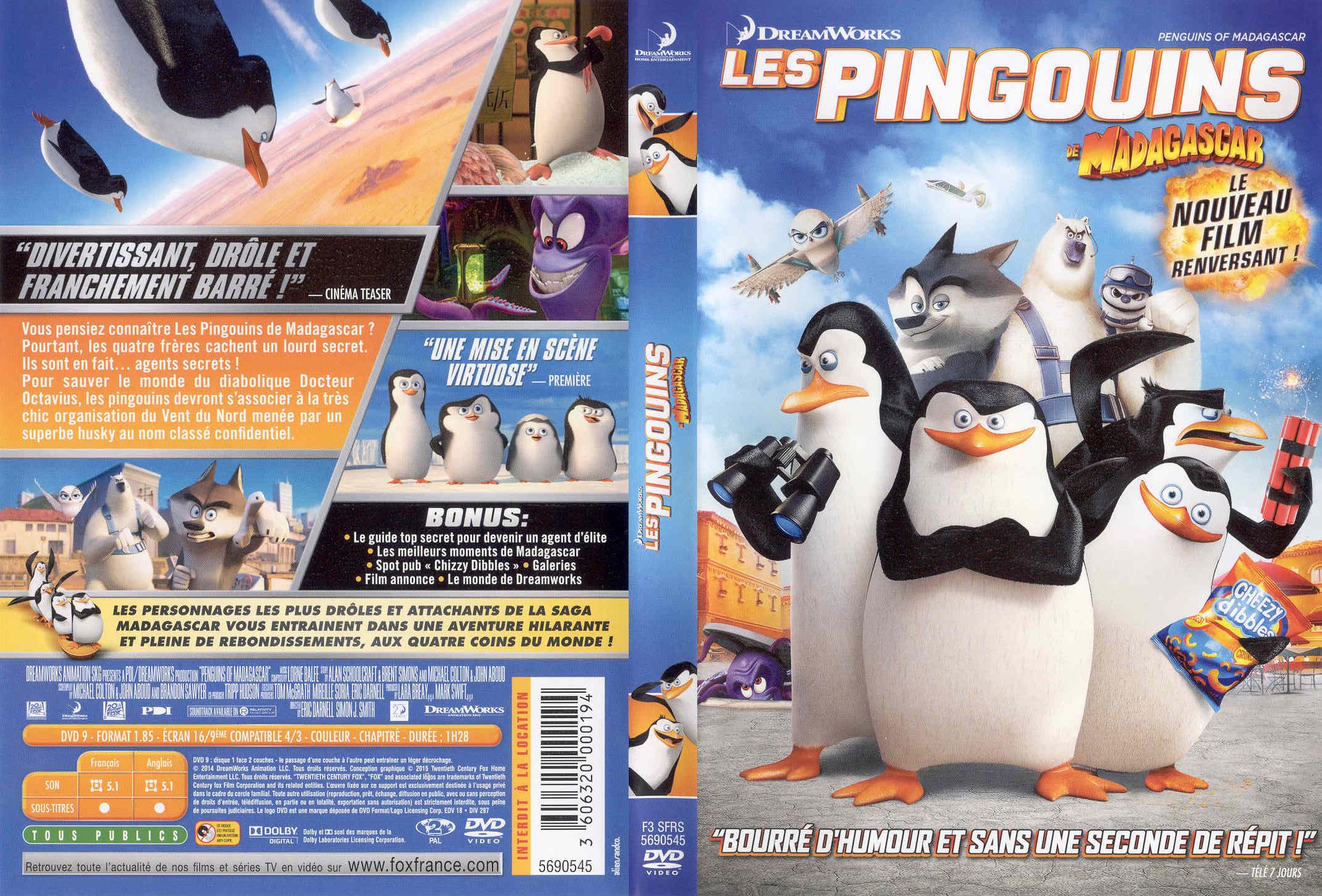 Jaquette DVD Les pingouins de madagascar