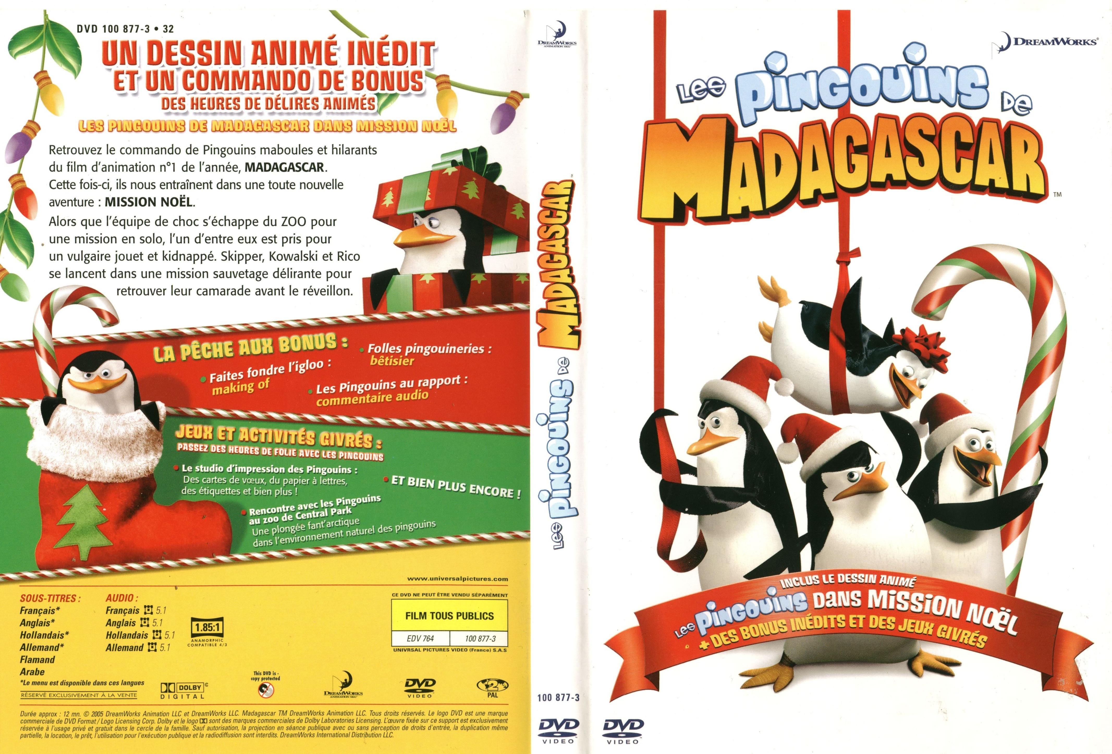Jaquette DVD Les pinguoins de madagascar