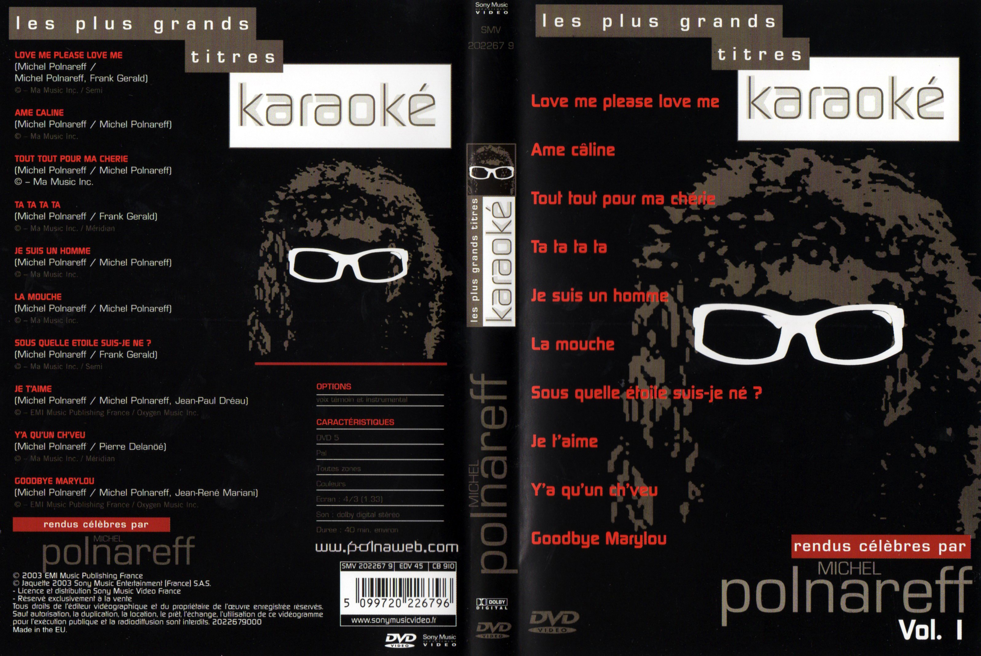 Jaquette DVD Les plus grands titres Karaok - Michel Polnareff vol 01