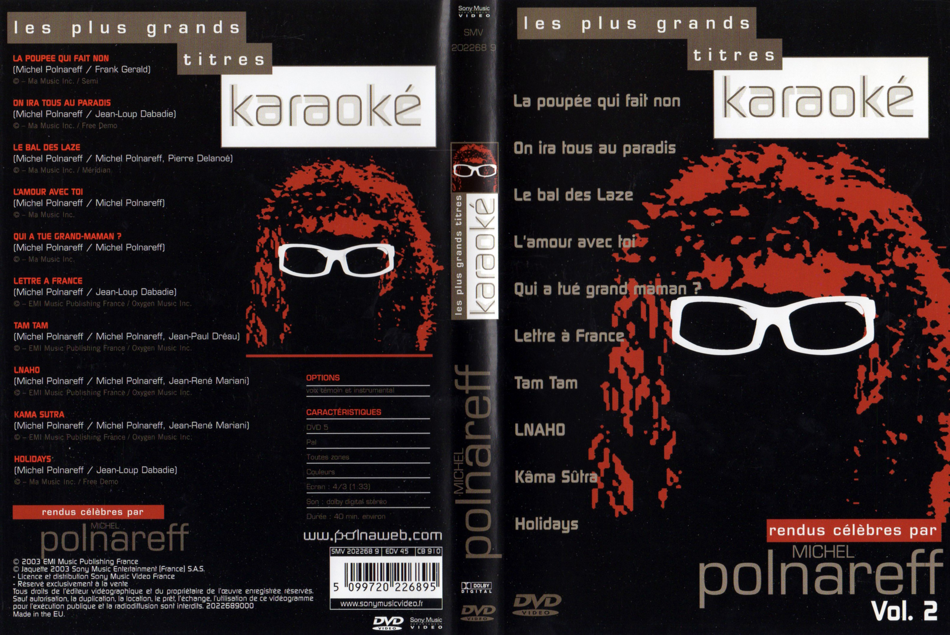 Jaquette DVD Les plus grands titres Karaok - Michel Polnareff vol 02