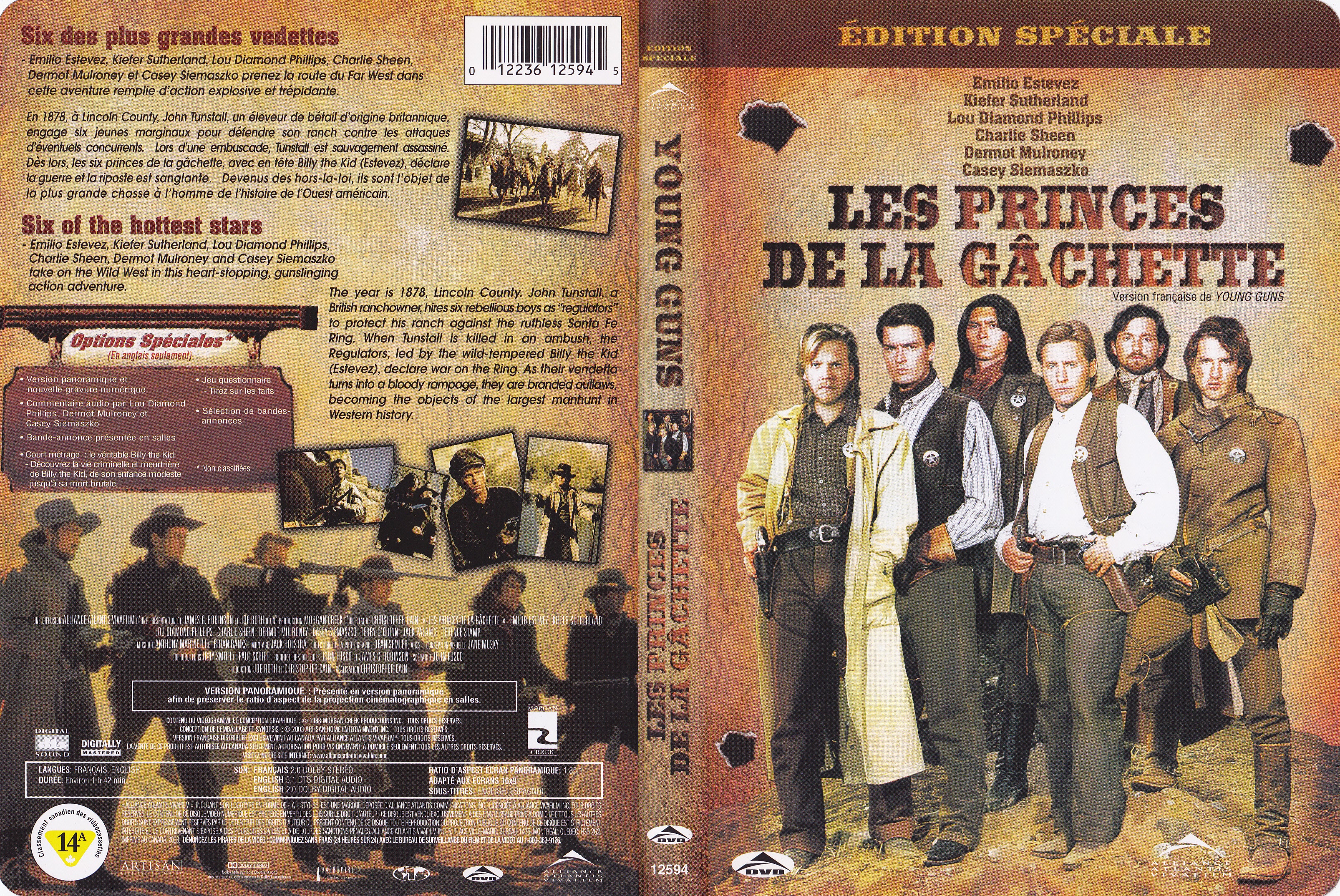 Jaquette DVD Les prince de la gachette - Young guns (Canadienne)