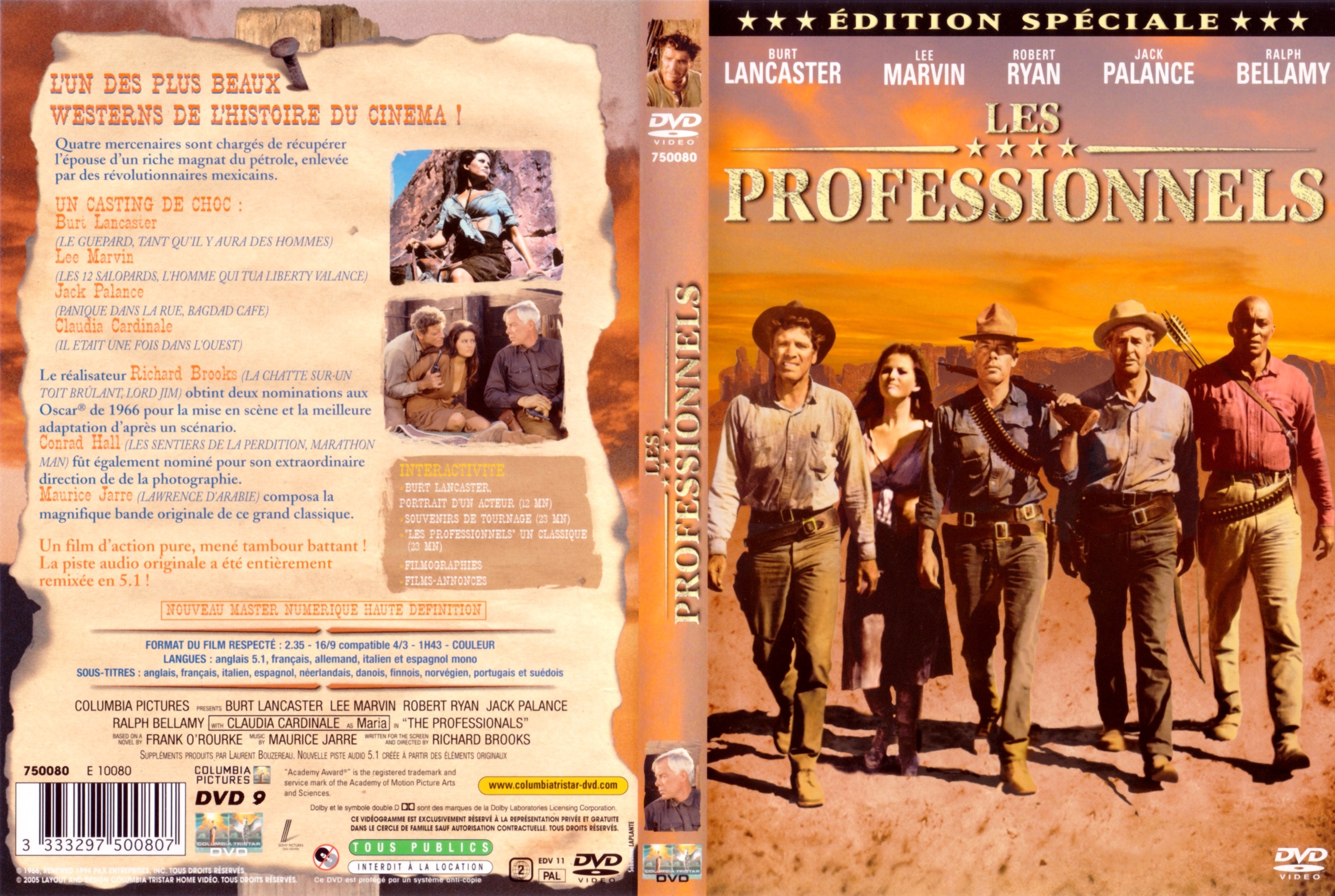 Jaquette DVD Les professionnels (1966) v2