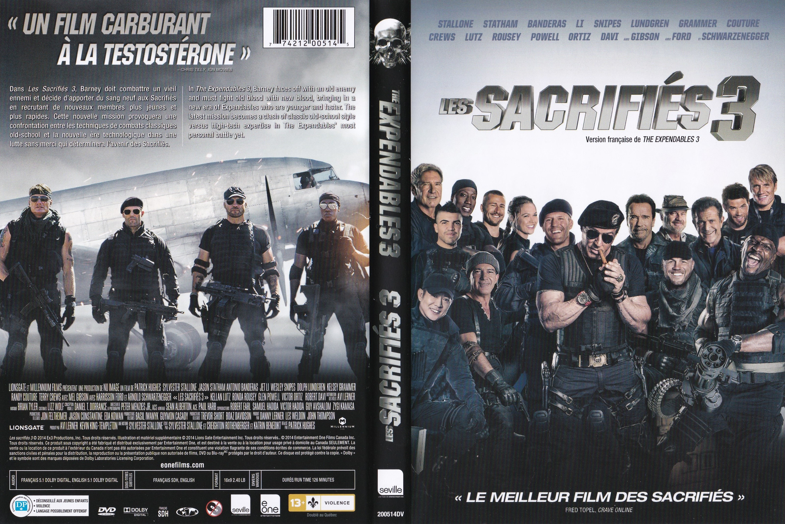 Jaquette DVD Les sacrifies 3 - The expendables 3 (canadienne)