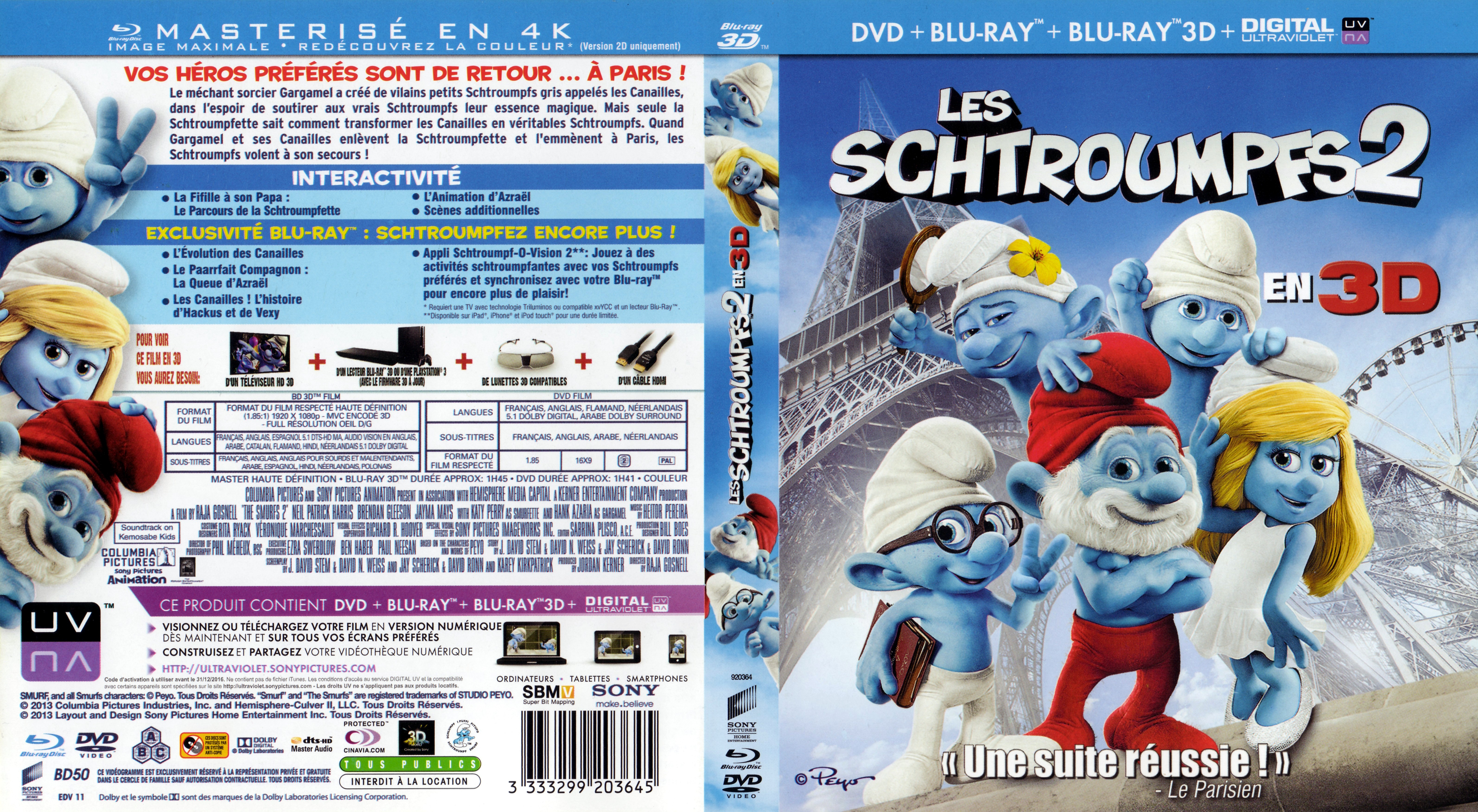 Jaquette DVD Les schtroumpfs 2 4K 3D (BLU-RAY)