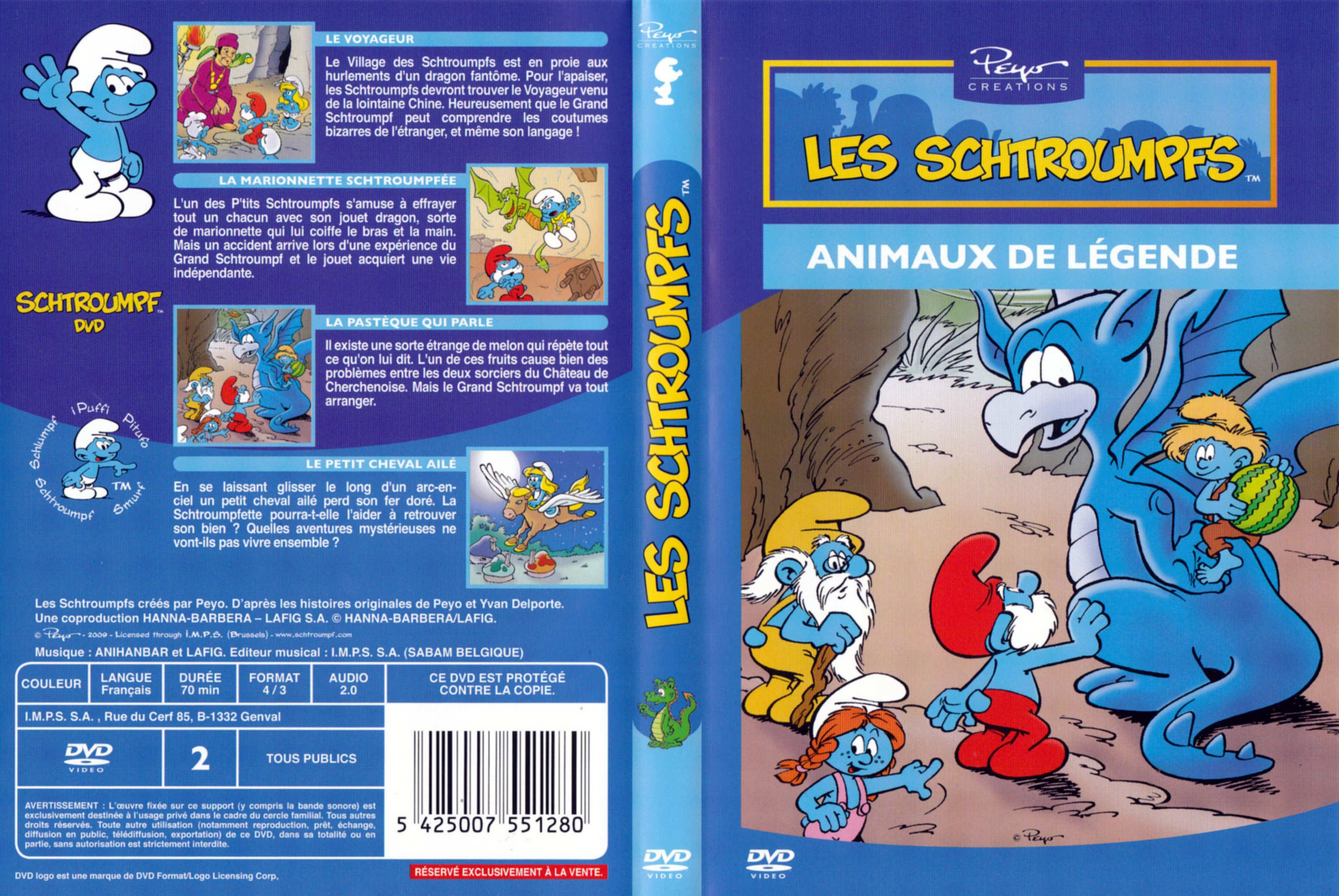 Jaquette DVD Les schtroumpfs - Animaux de legende