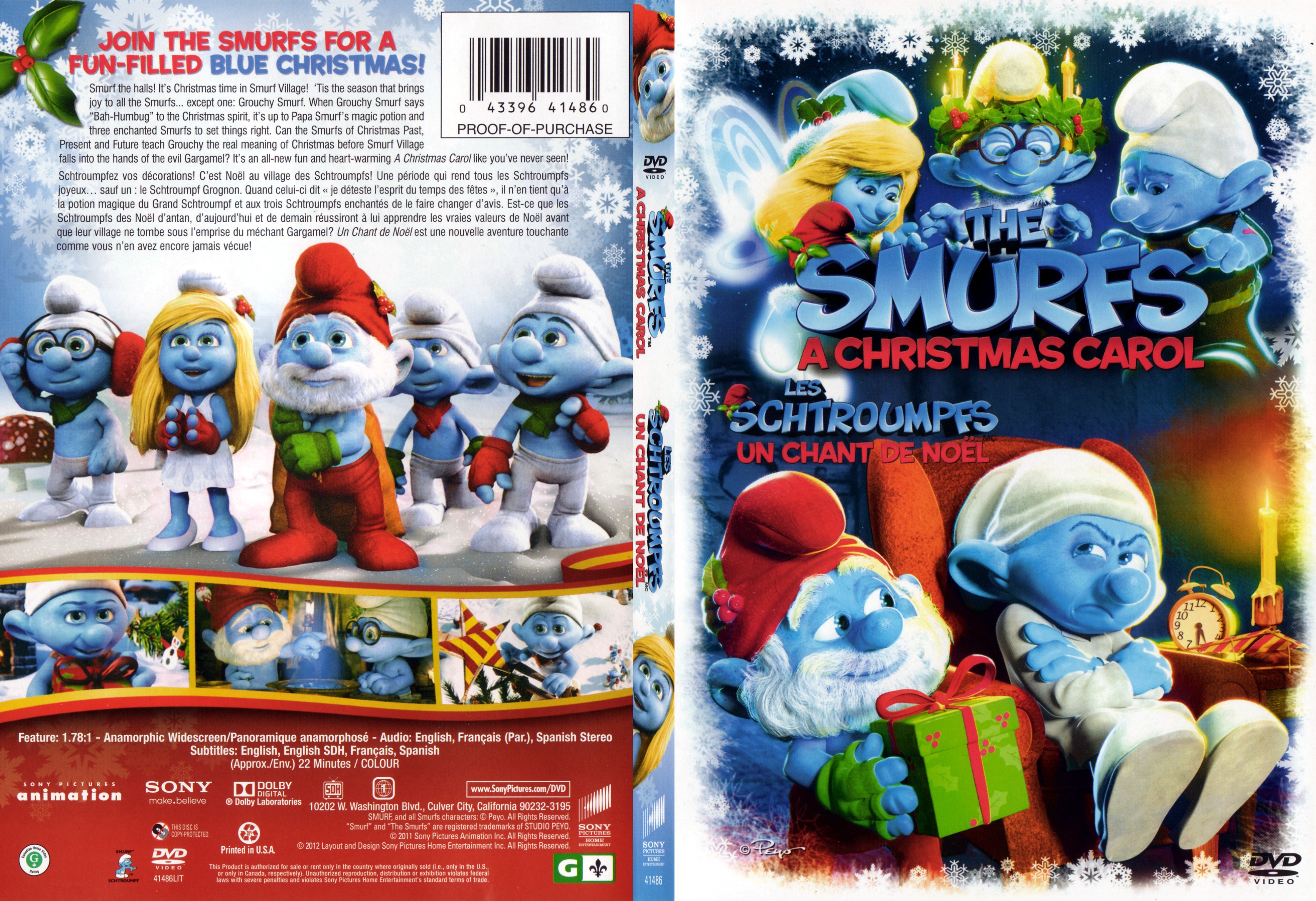 Jaquette DVD Les schtroumpfs - un chant de noel (Canadienne) - SLIM