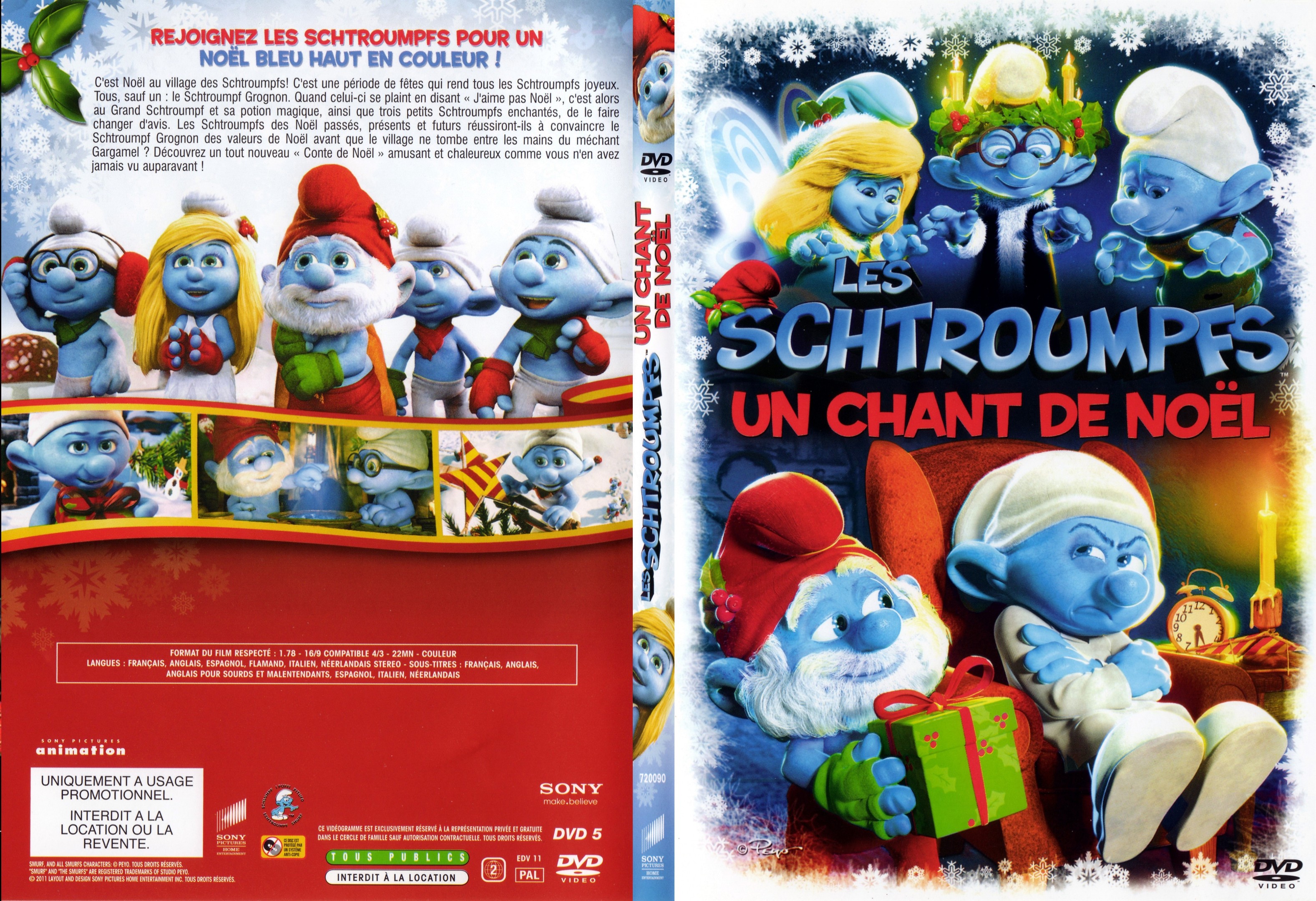 Jaquette DVD Les schtroumpfs un chant de Noel - SLIM