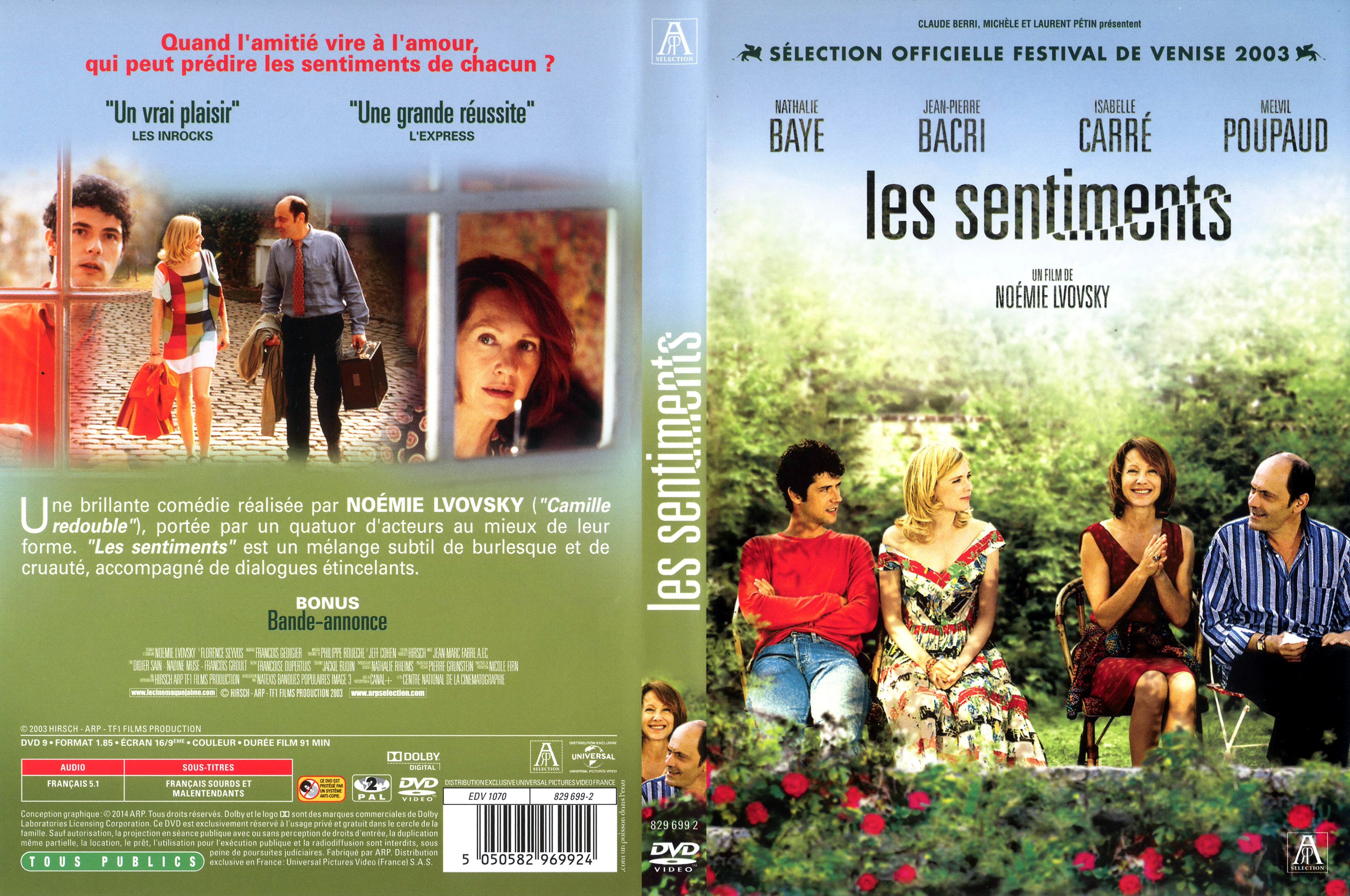 Jaquette DVD Les sentiments v2