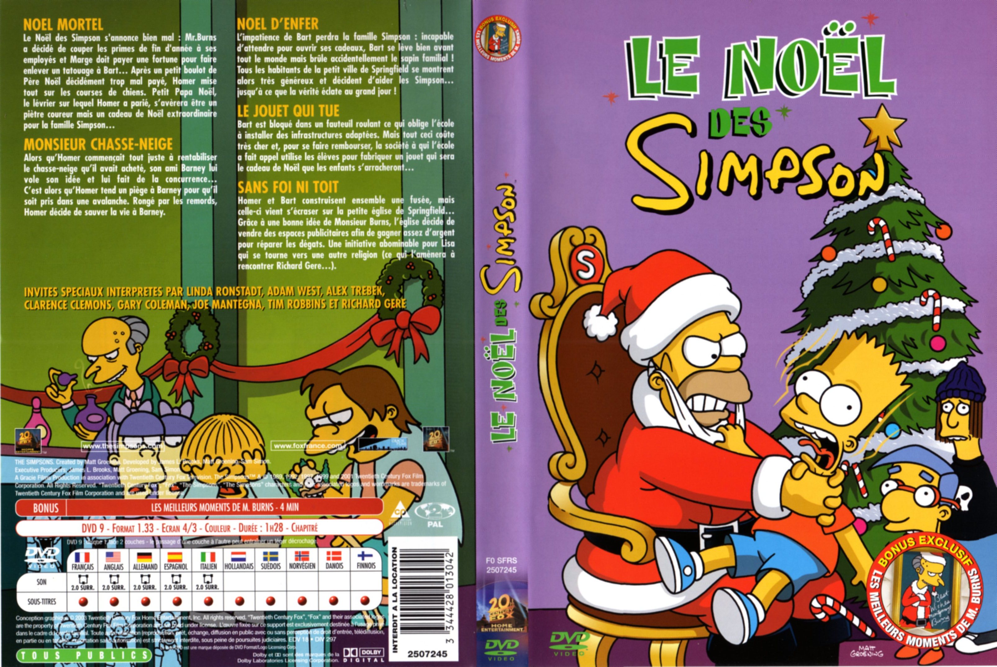 Jaquette DVD Les simpson Le noel des Simpson