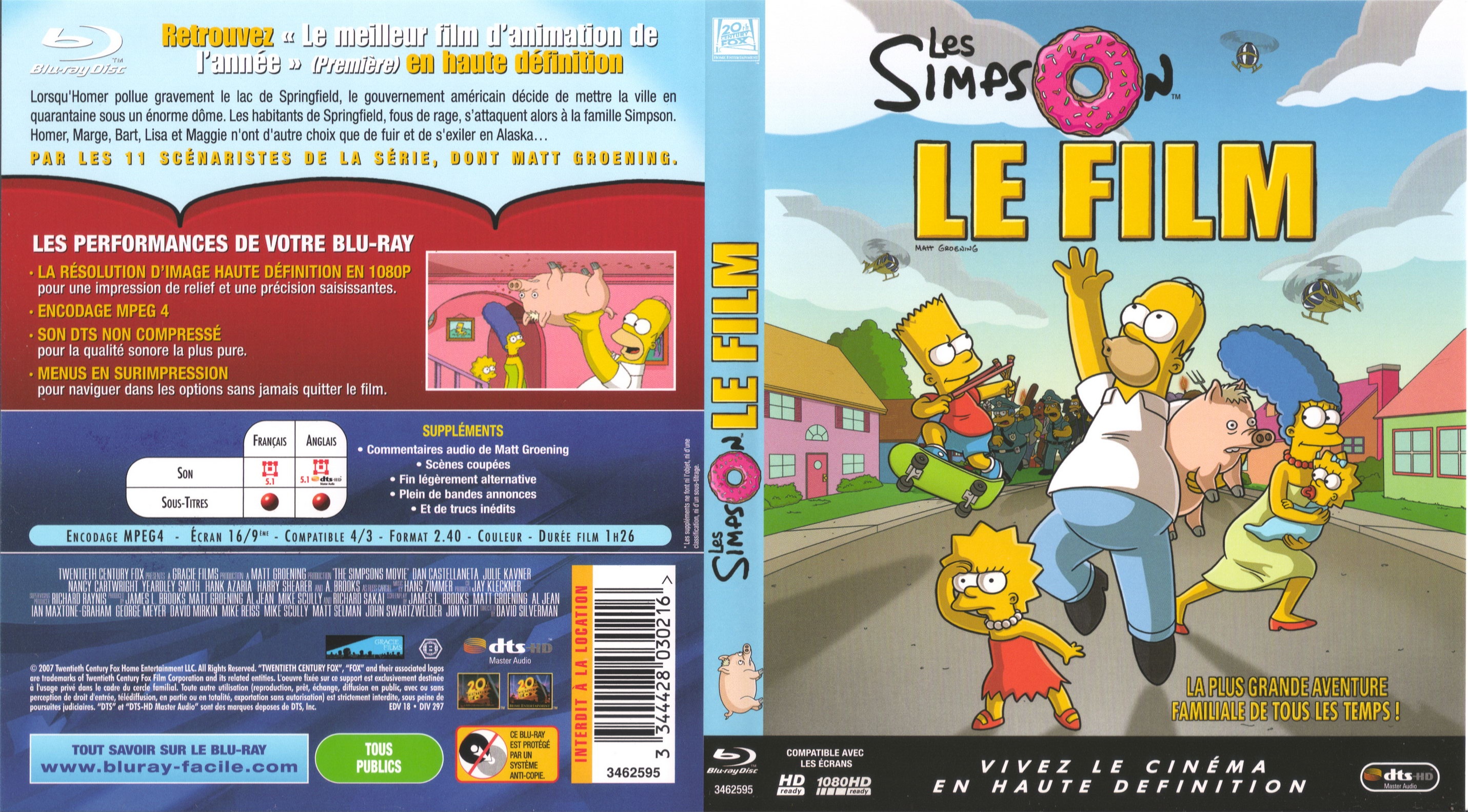 Jaquette DVD de Les simpson le film (BLURAY) Cinéma Passion