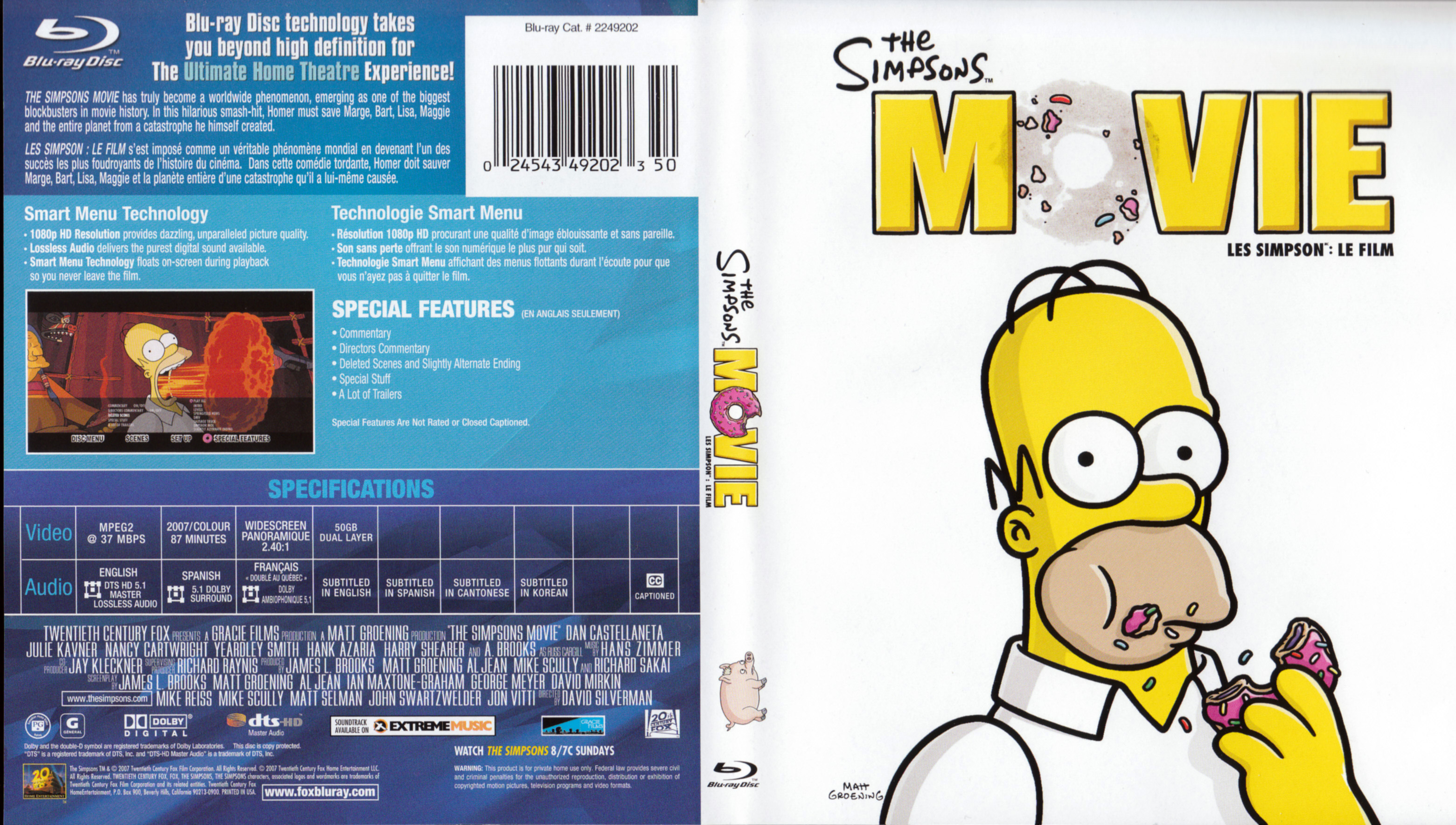 Jaquette DVD Les simpson le film (BLU-RAY) (Canadienne)