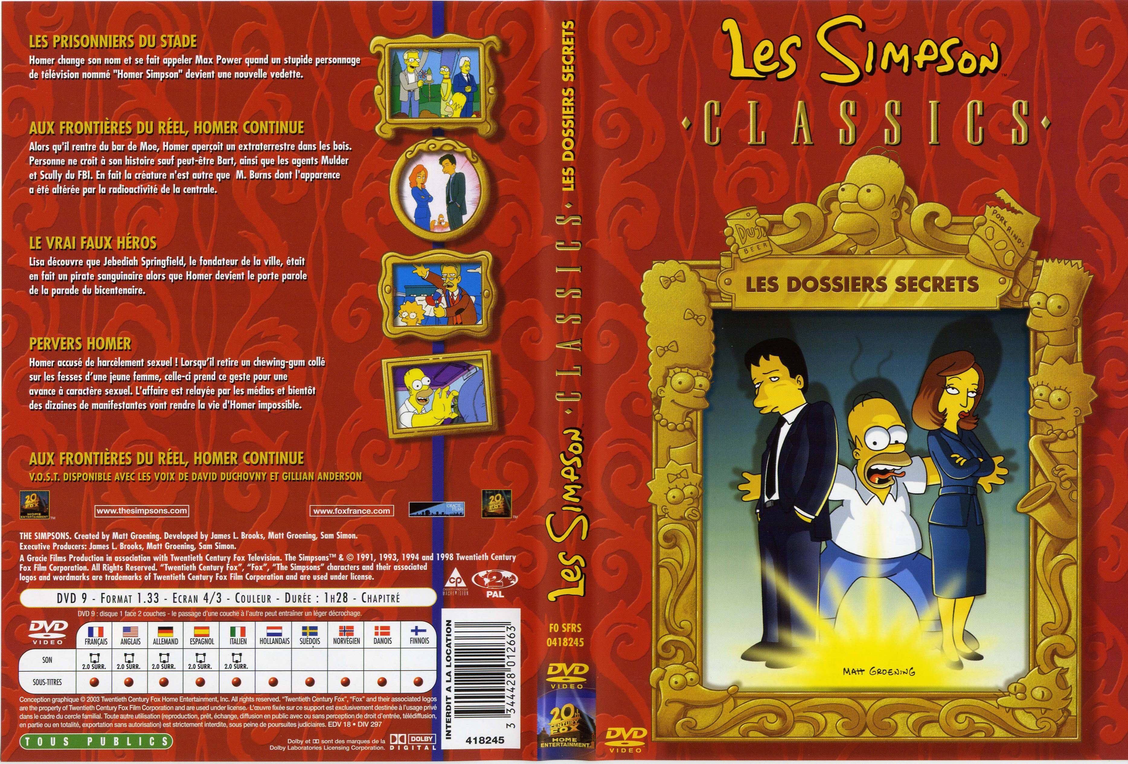 Jaquette DVD Les simpson les dossiers secrets