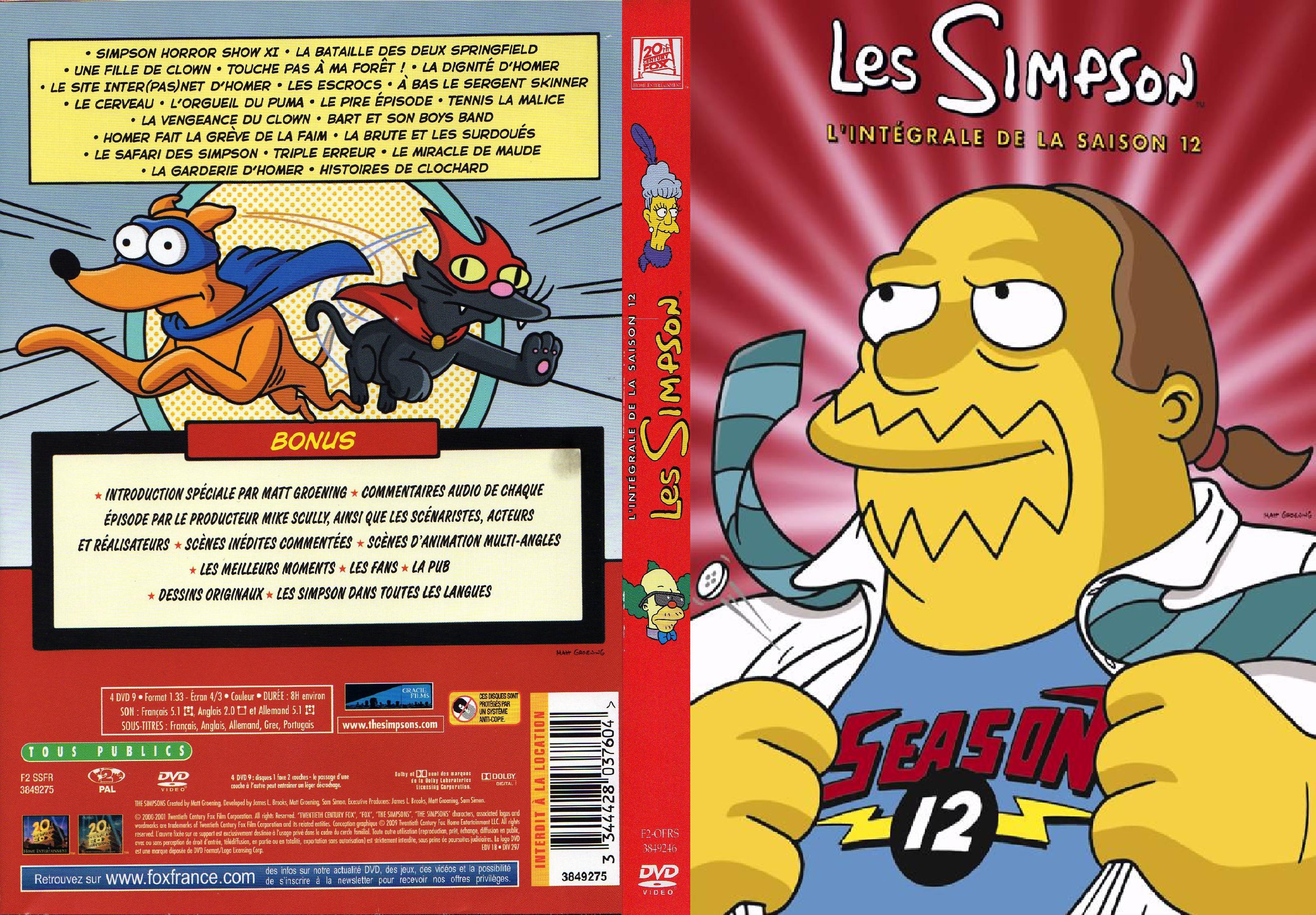 Jaquette DVD Les simpsons Saison 12 custom