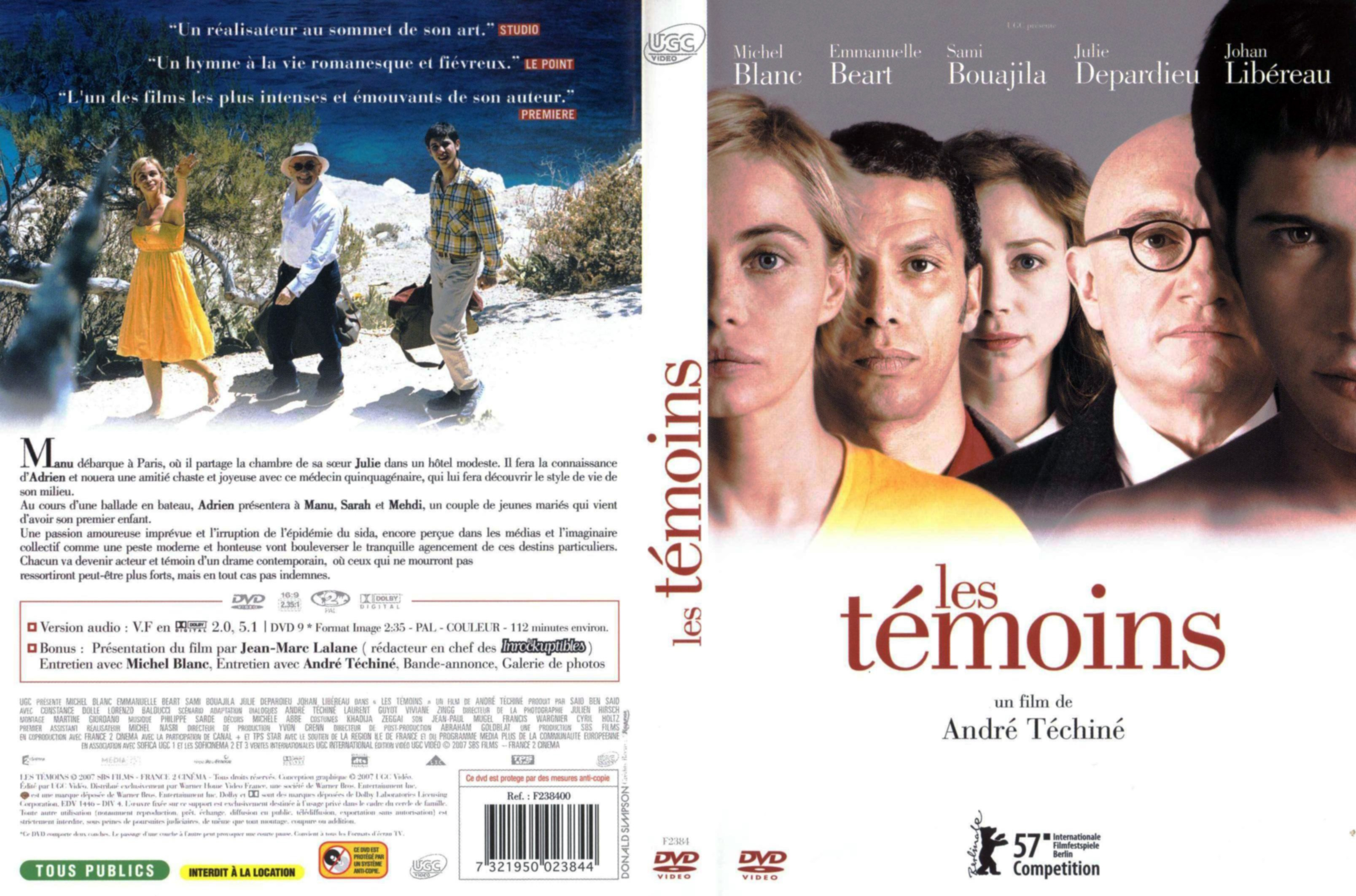 Jaquette DVD Les tmoins (Andr Tchin) v2