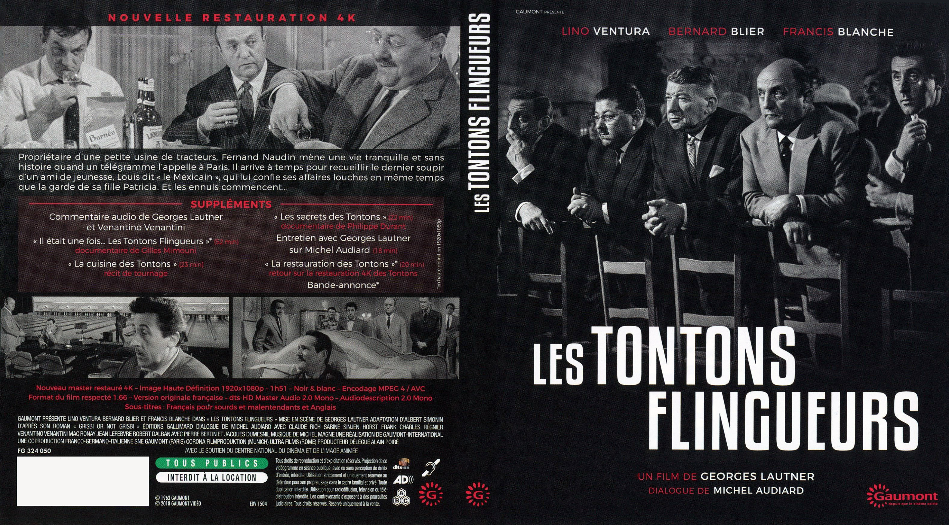 Jaquette DVD Les tontons flingueurs 4K (BLU-RAY)