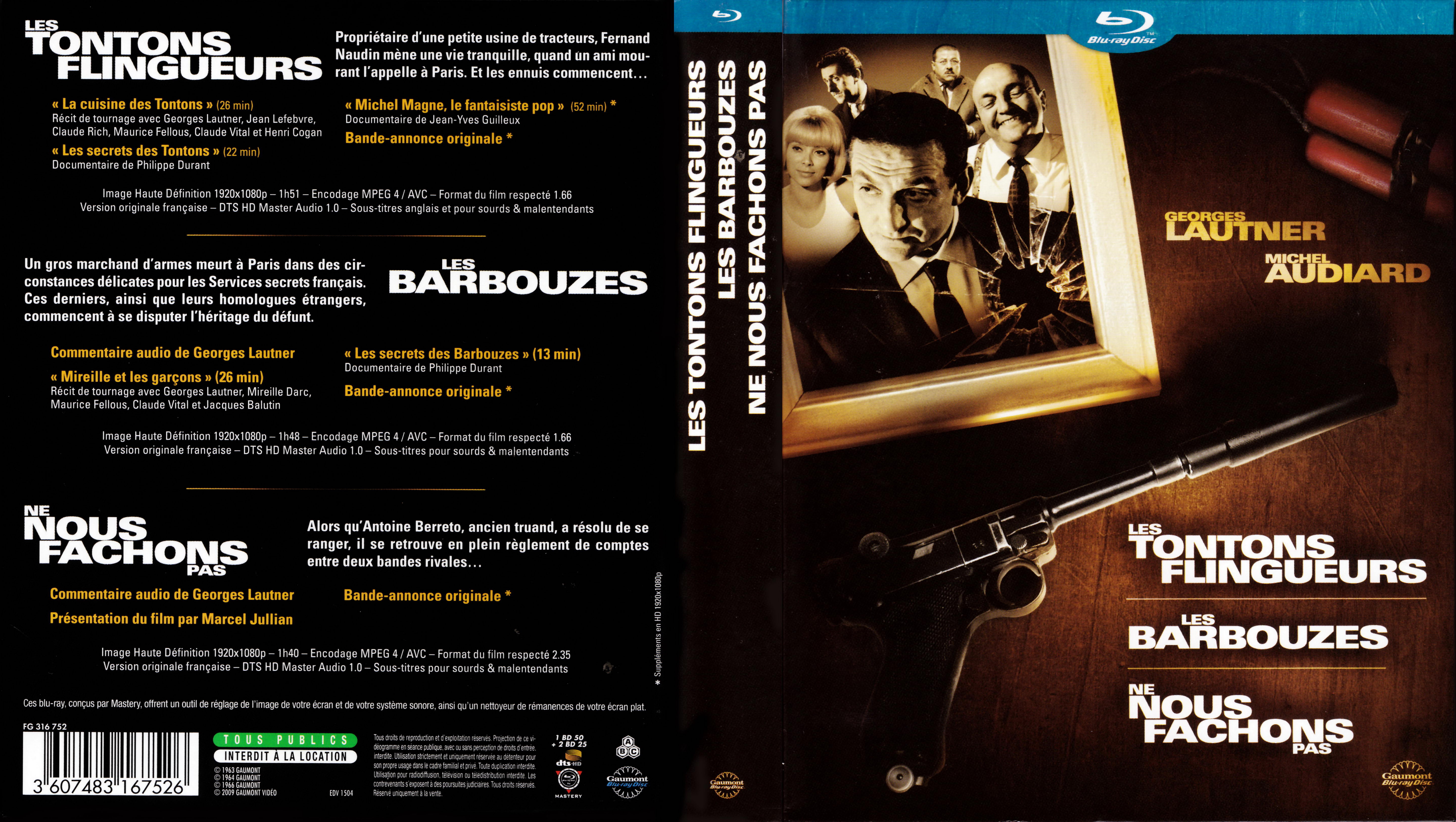 Jaquette DVD Les tontons flingueurs - Les barbouzes - Ne nous fachons pas COFFRET (BLU-RAY)