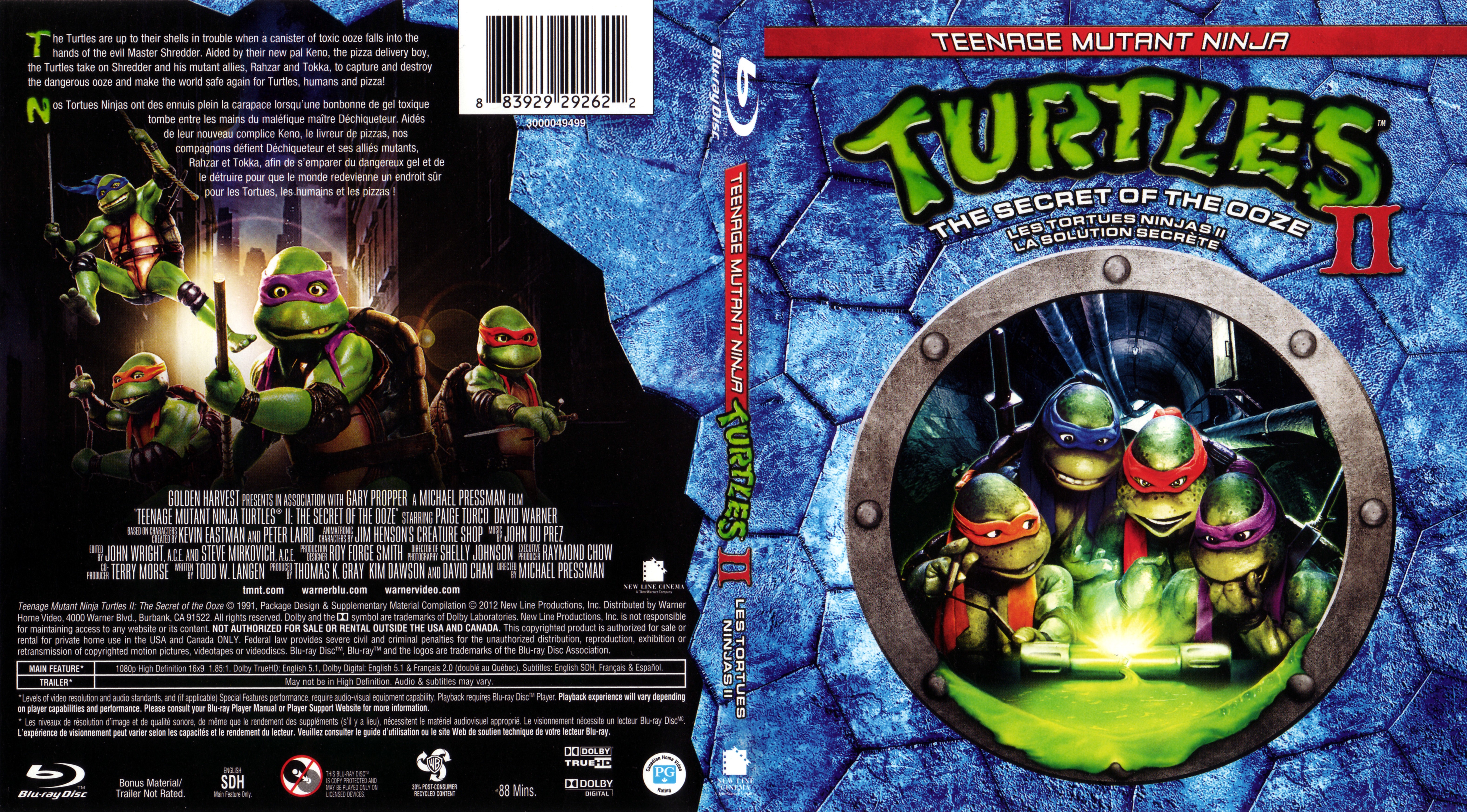 Jaquette DVD Les tortues ninja 2 (Canadienne) (BLU-RAY)