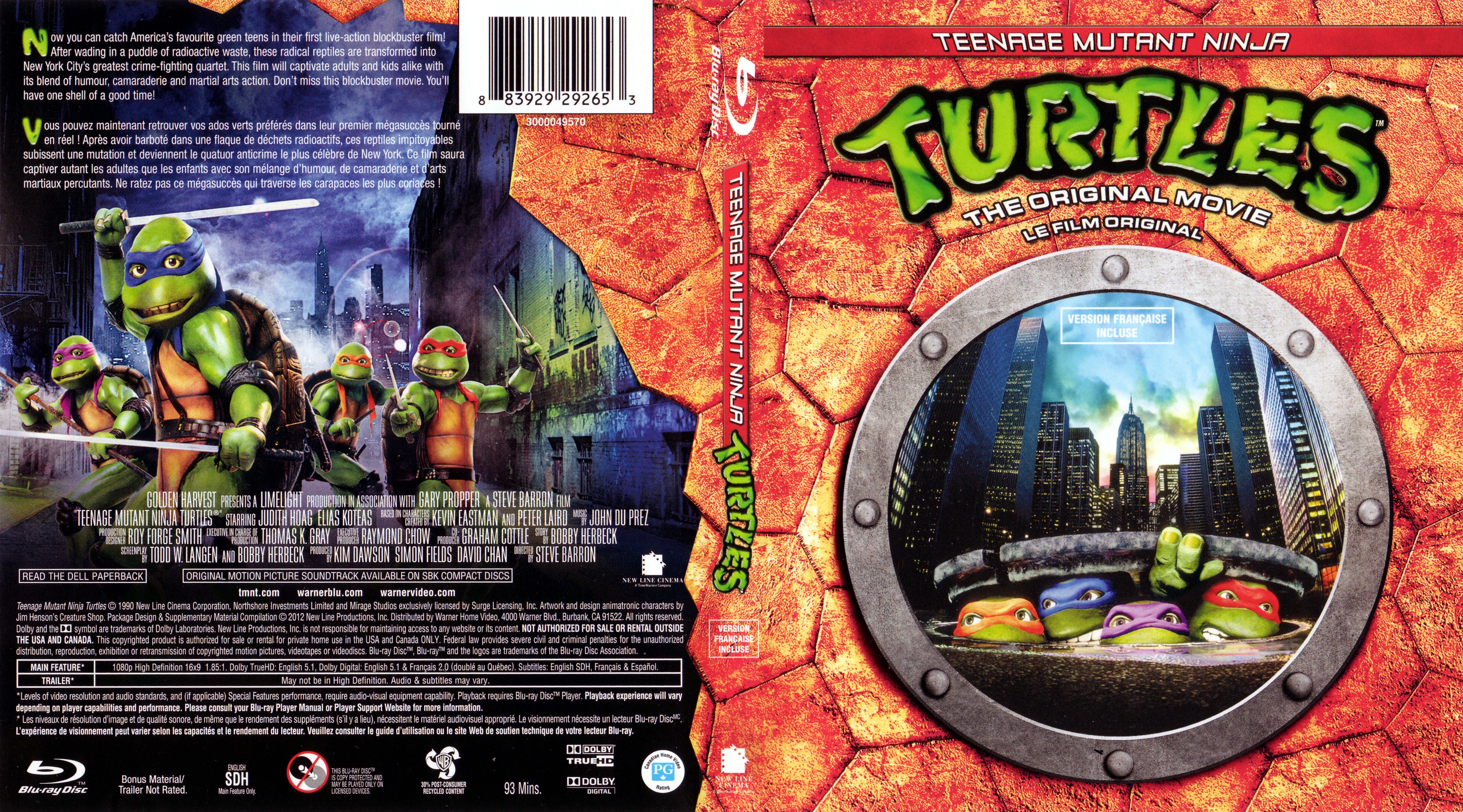 Jaquette DVD Les tortues ninja (Canadienne) (BLU-RAY)