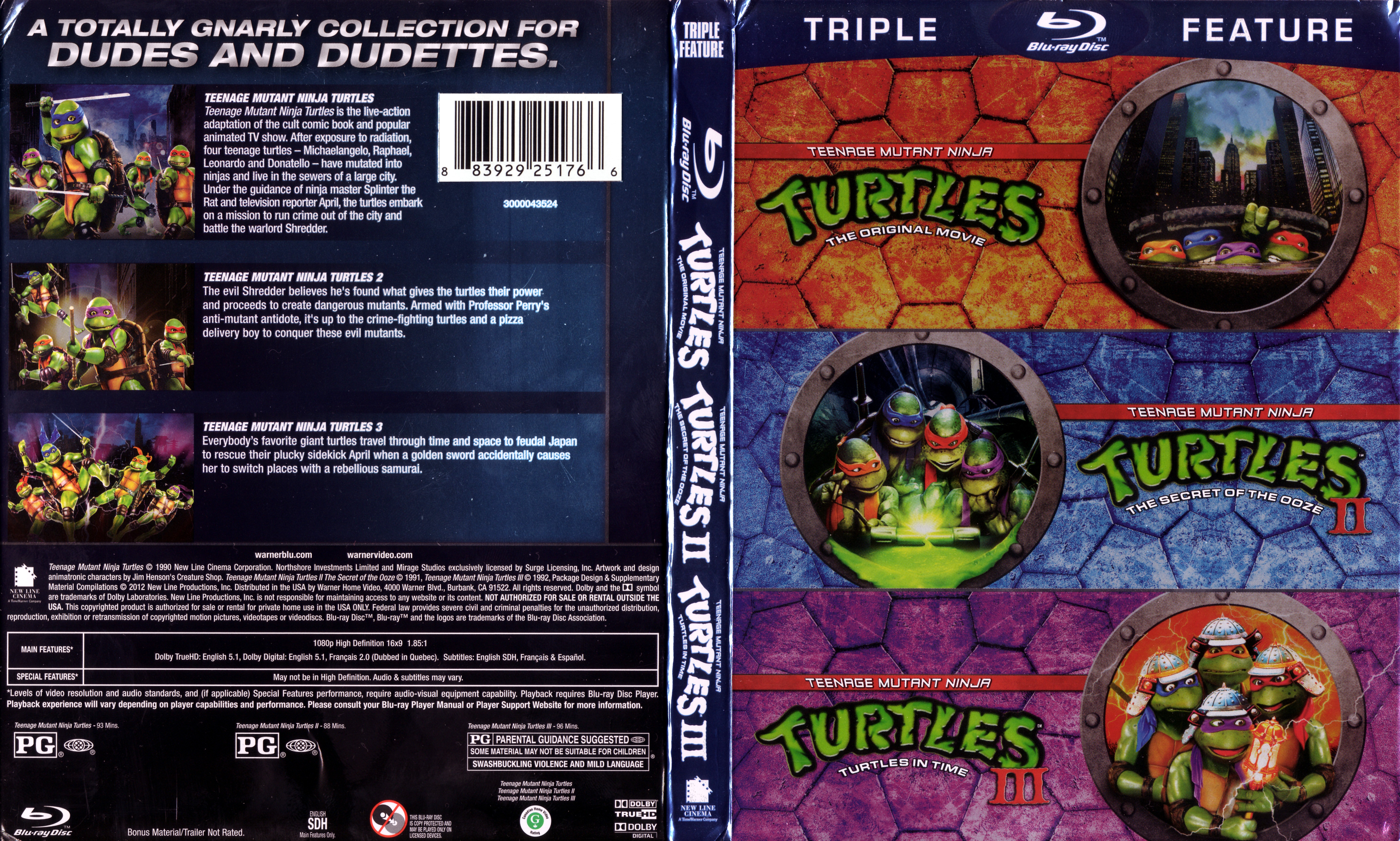 Jaquette DVD Les tortues ninjas trilogie COFFRET Zone 1 (BLU-RAY)